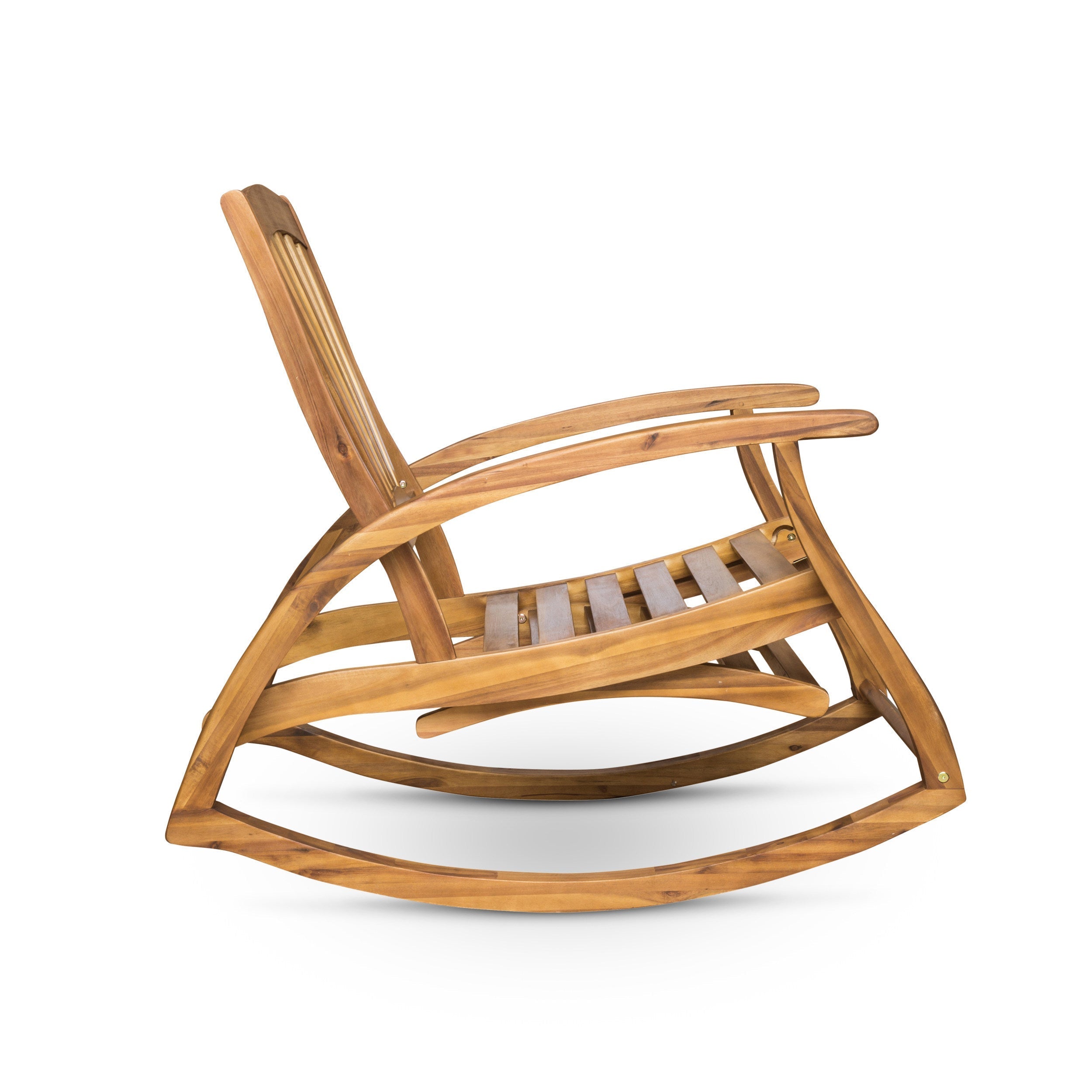 Outdoor Acacia Wood Rocking Chair with Retractable Foot Panel