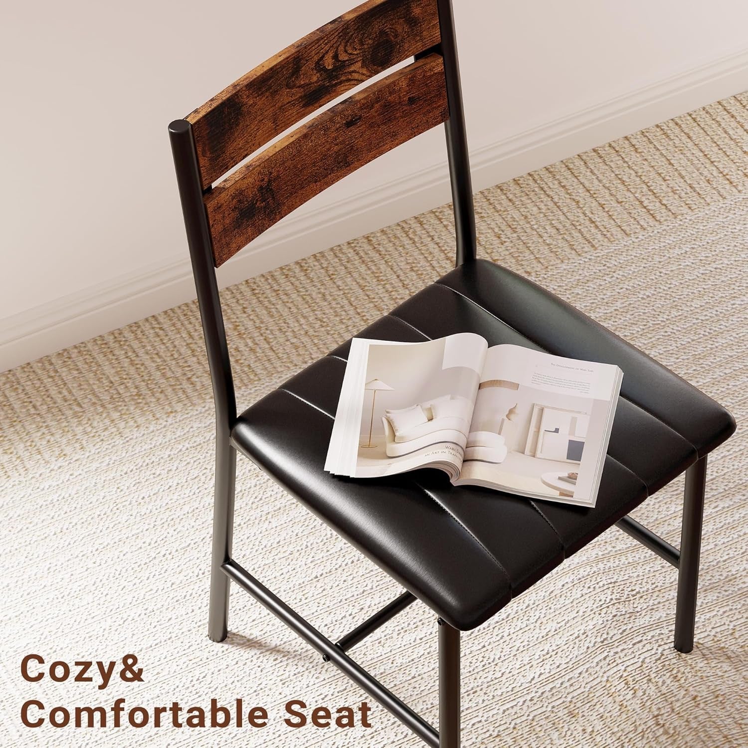 Space Saving Dining Table Set For Two Rustic Brown Finish