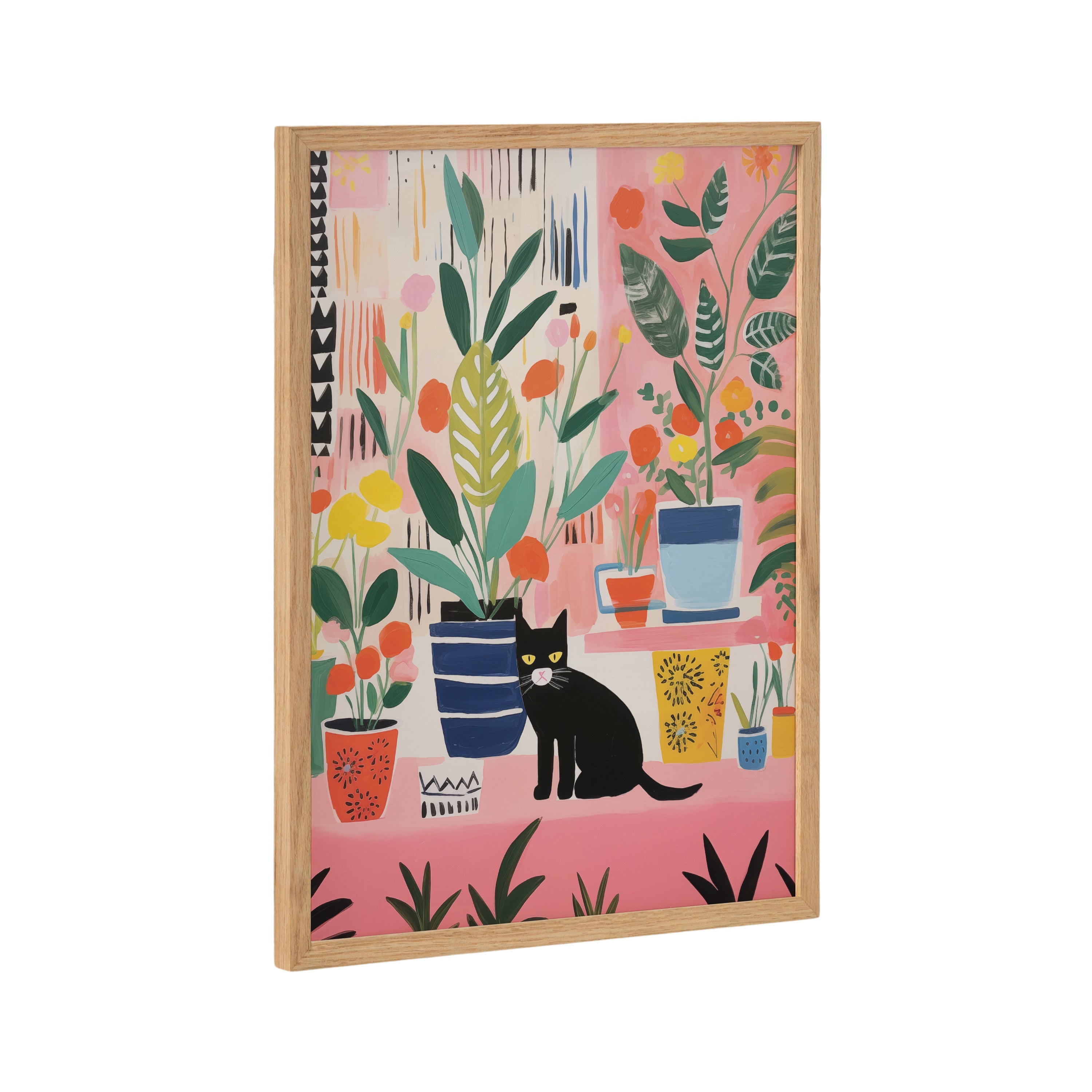 Gallery Whimsical Houseplants and a Black Kitty Cat Print by The Creative Bunch Studio