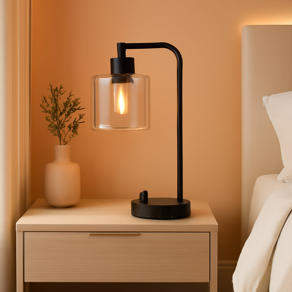 Industrial Desk Lamps 2 Pack Dimmable With USB C Ports