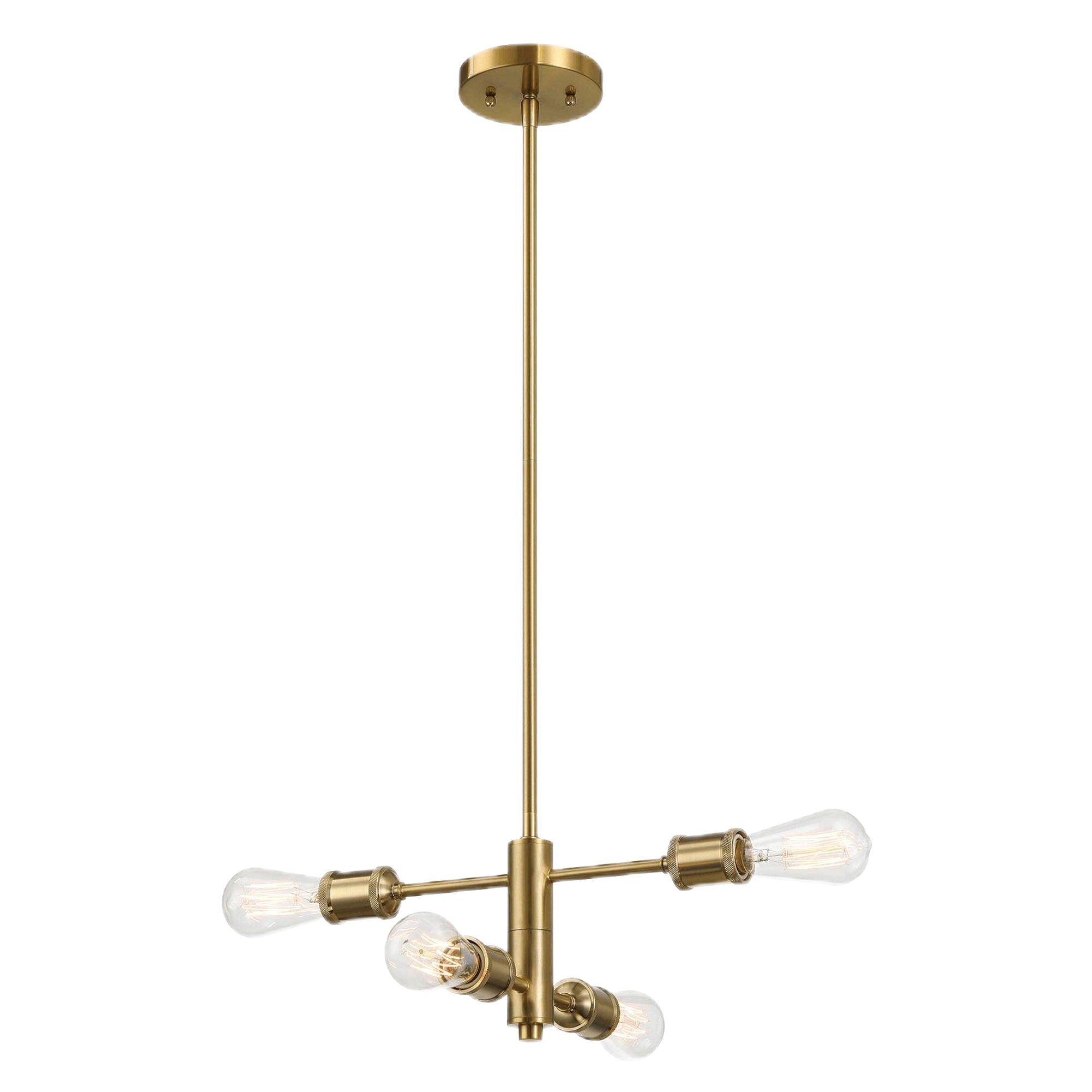 Trellis - 4 Lights Modern Gold Chandelier Vintage Pendant Fixture For Living Room - Clear / Gold
