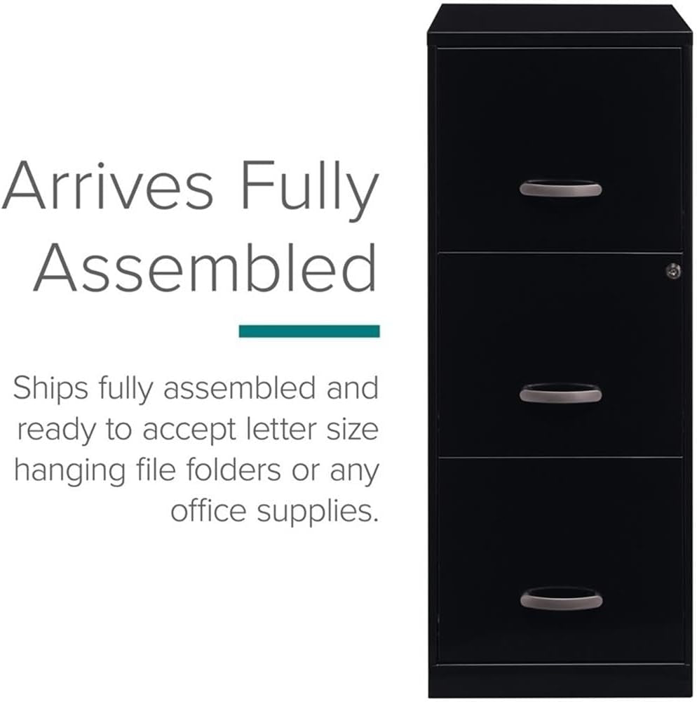 Cooper 3-Drawer Letter File Cabinet Black for Office