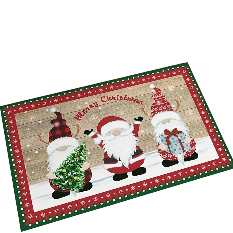 Merry Christmas Kitchen Rug - Festive Red and Green Polka Dots-0