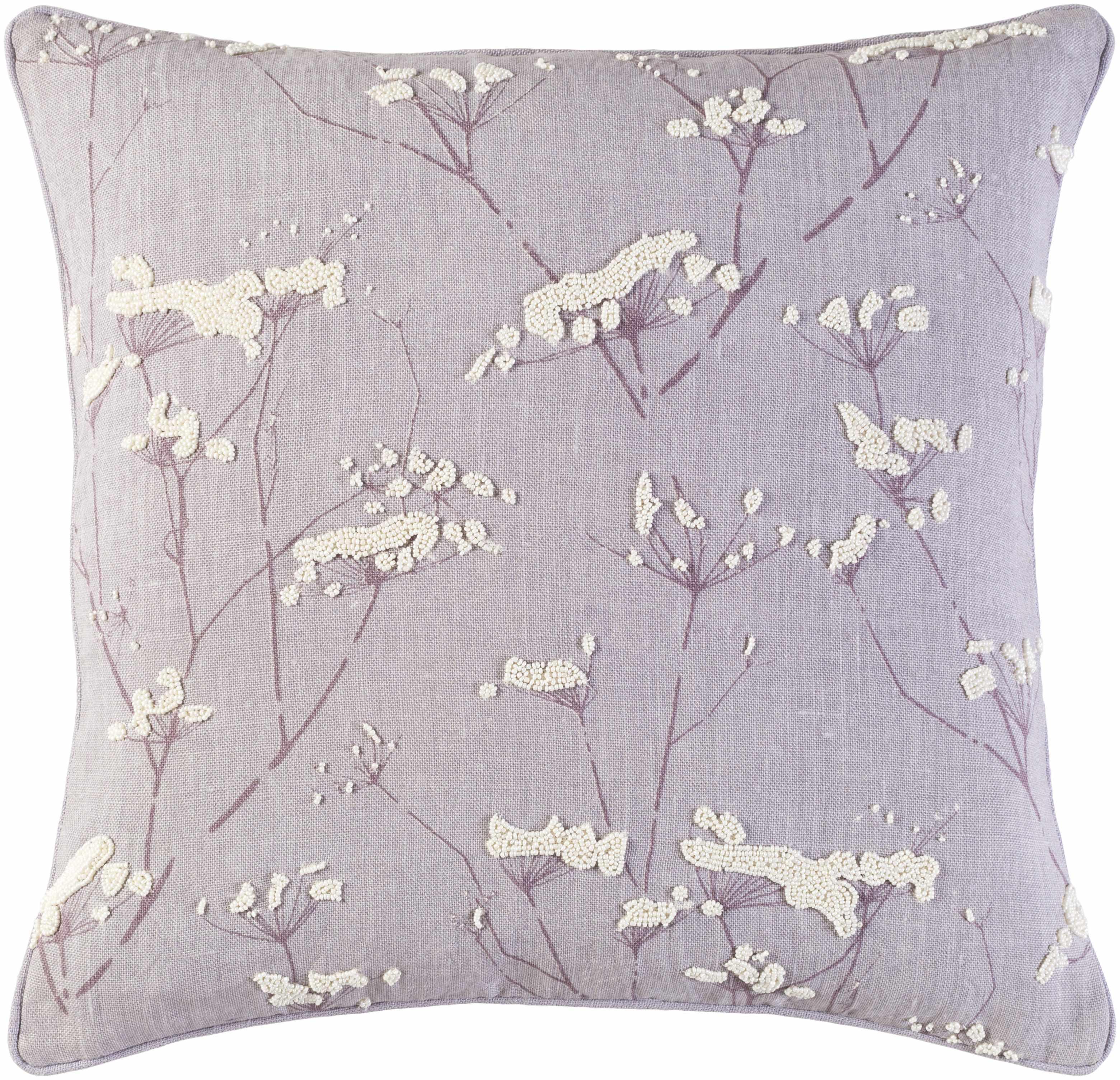 Backworth Mauve Floral Embroidered Throw Pillow - PRHOMZ