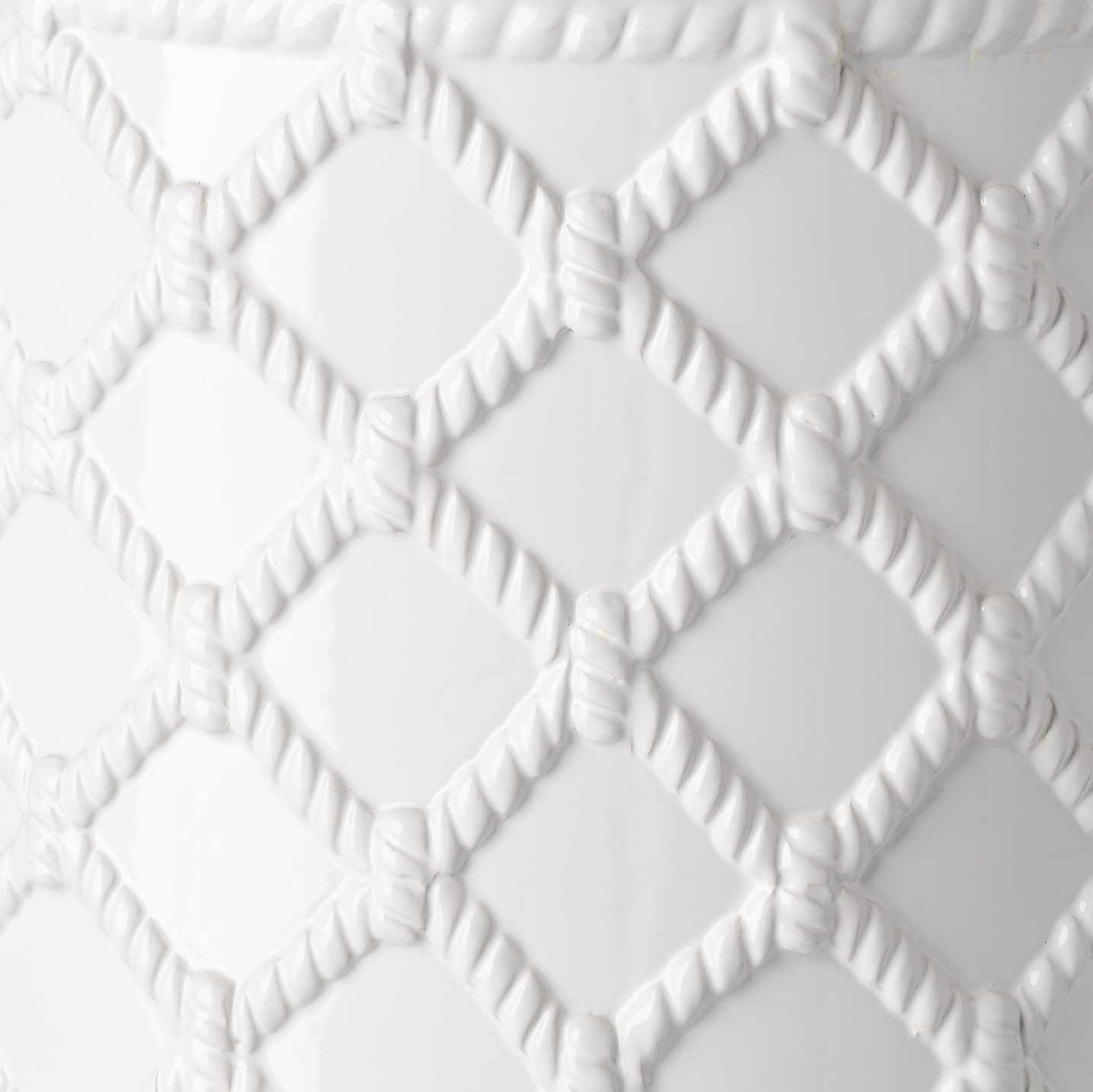 Balagui White Rope Pattern Ceramic Stool-1