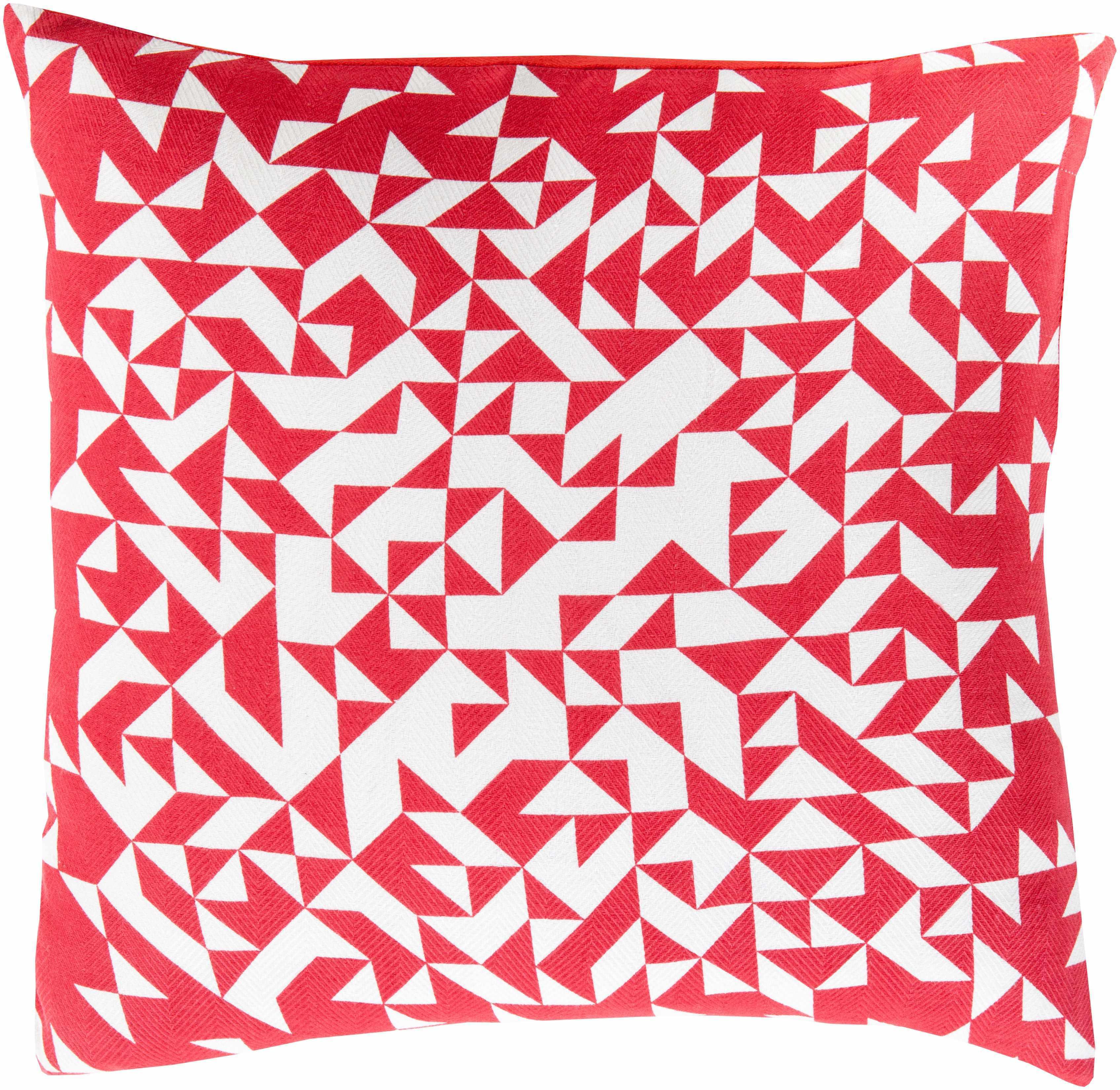 Balintore Red&White Geometric Square Accent Pillow - Clearance-0