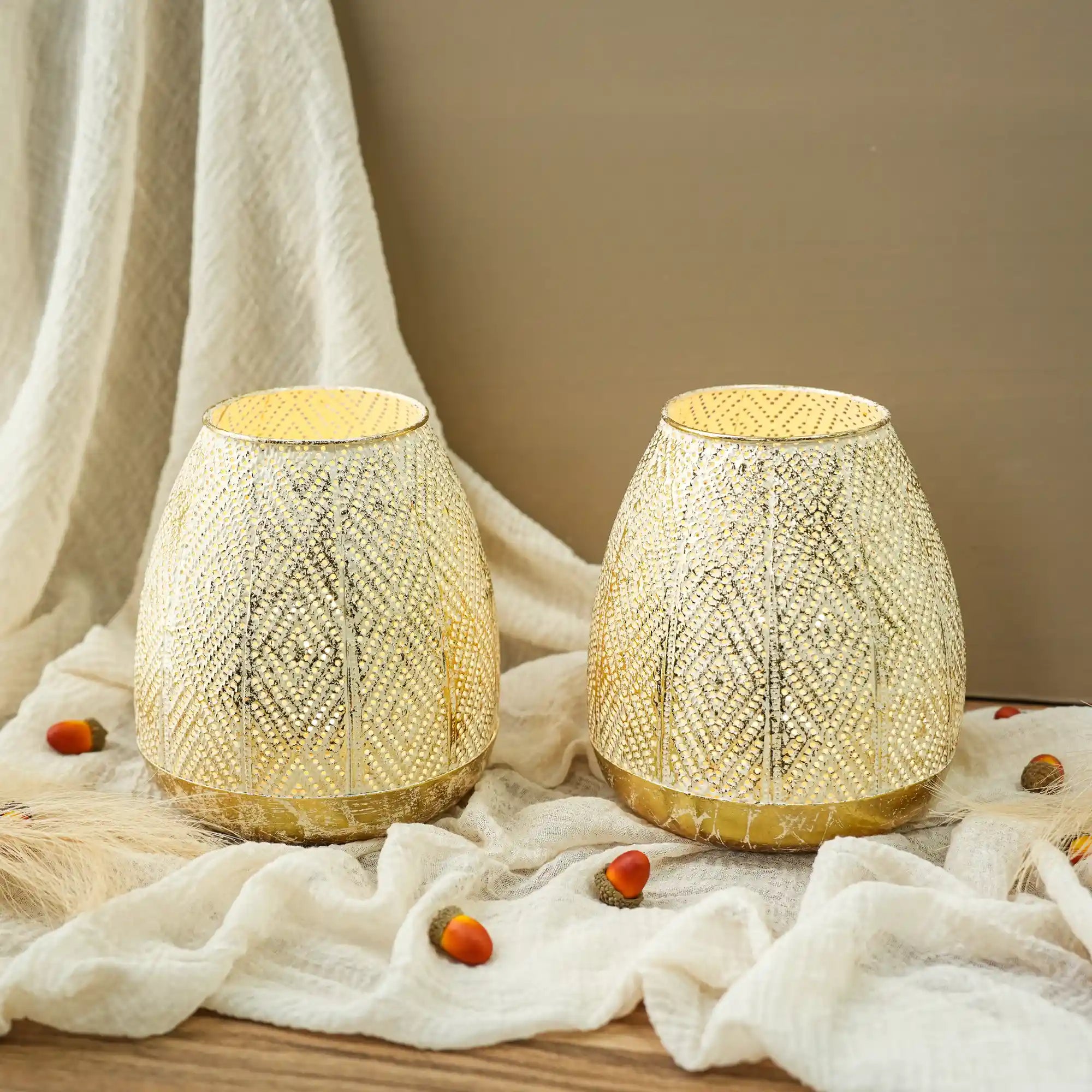 7'' High Battery Powered Metal Decorative Table Lamps with Fairy Lights Bulb-2