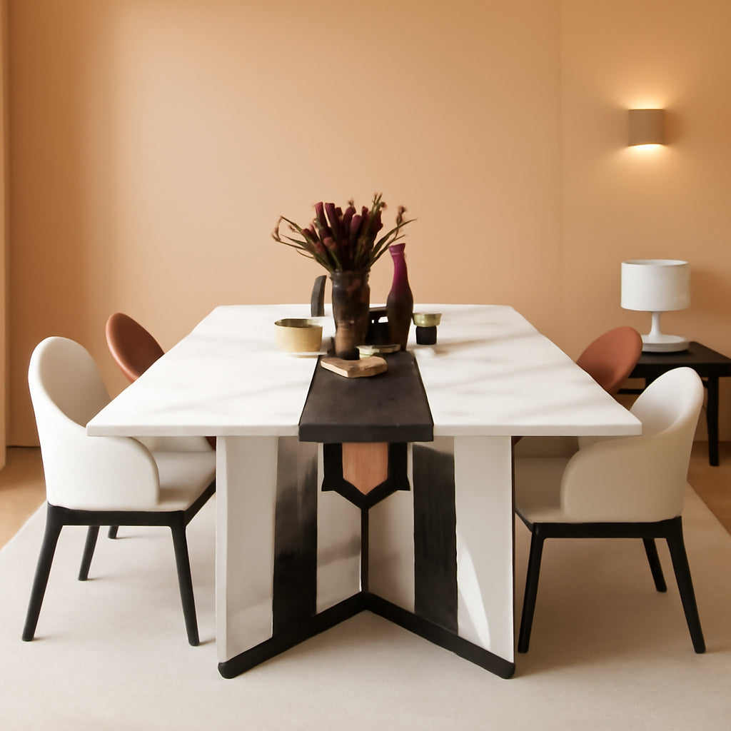 71 Inch Marble Top Dining Table For Home Kitchen Modern