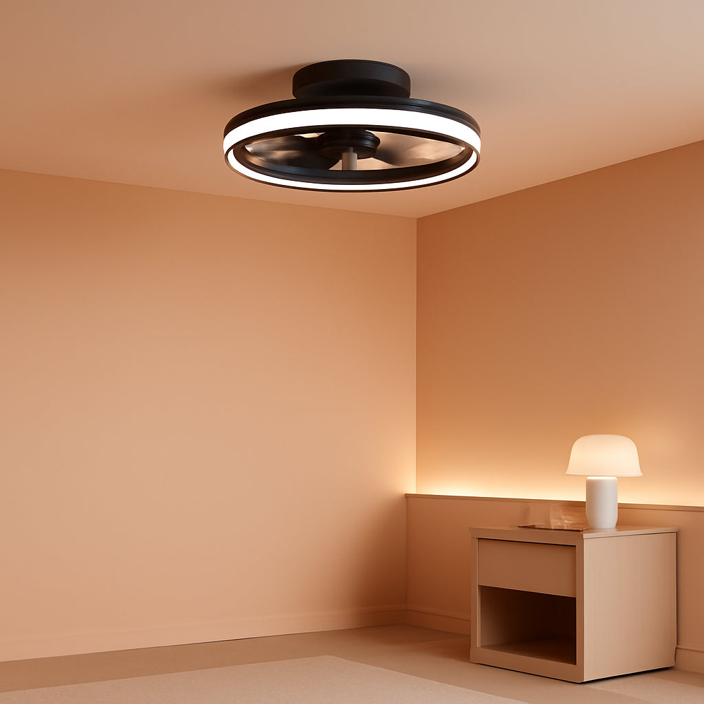 19.7In Black Bladeless Ceiling Fan With Light And Remote