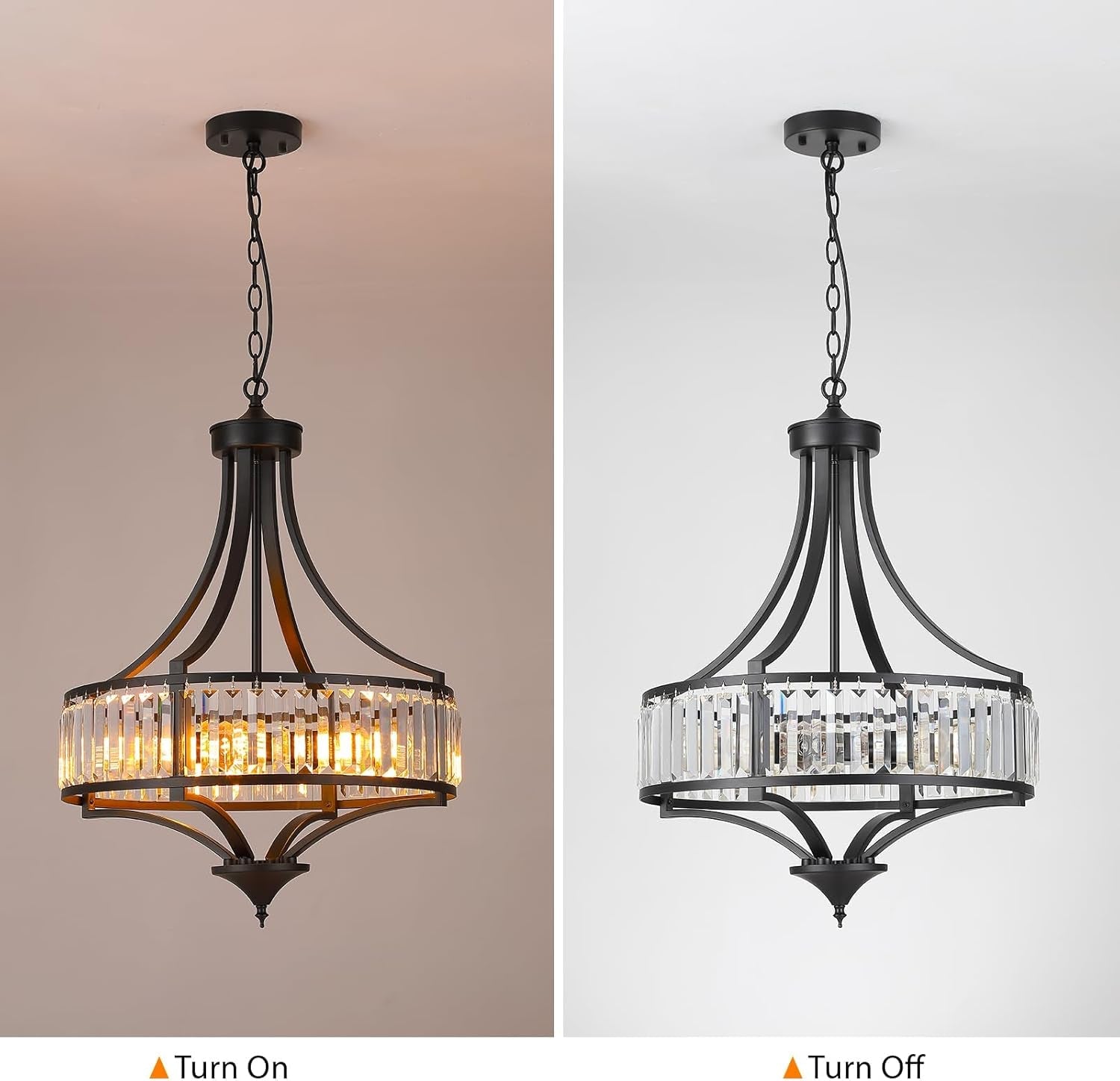 20 Inch Black Chandelier Pendant Fixture Modernist-4