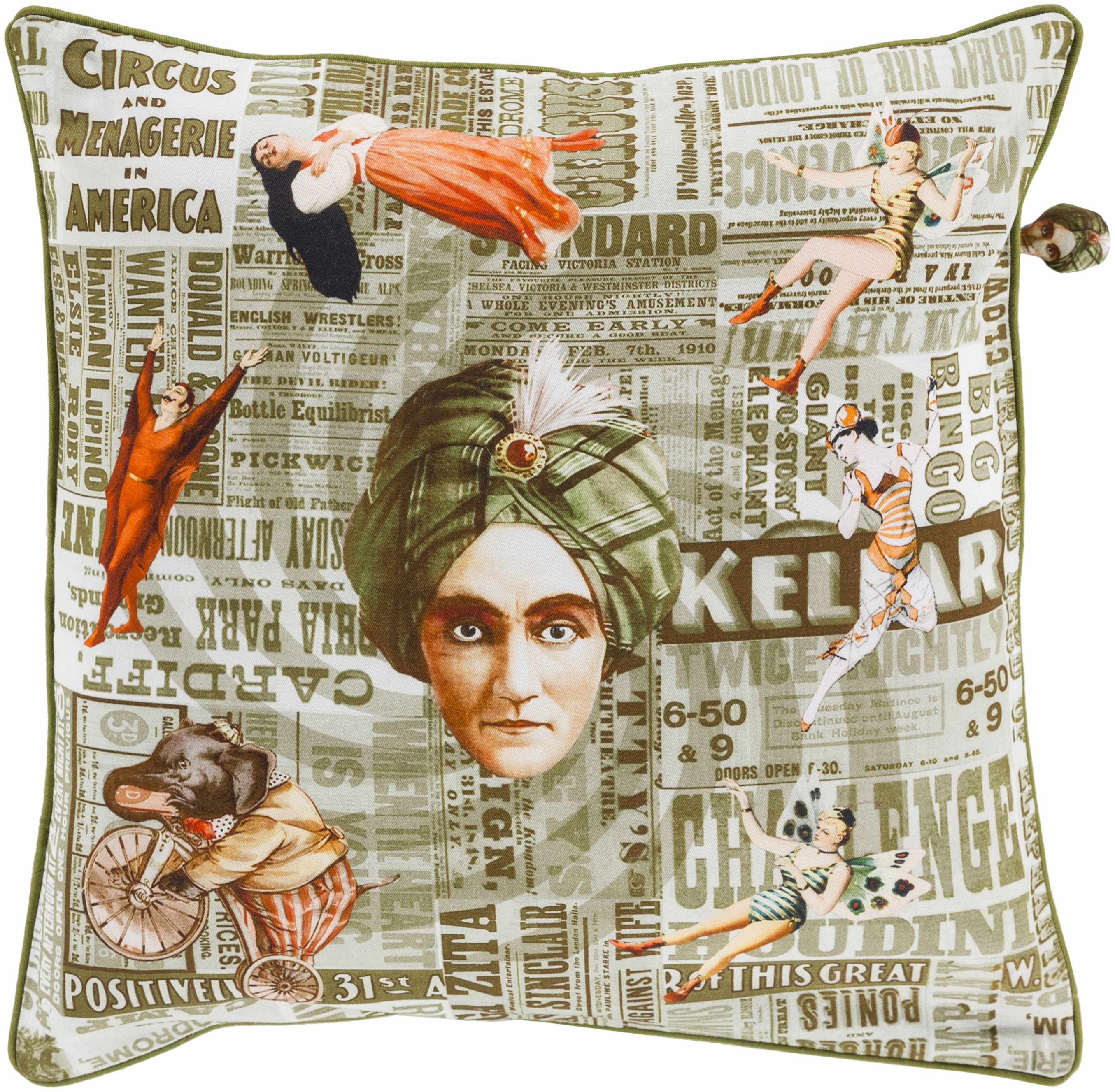Buckinghamshire Vintage Circus Theme Accent Pillow - Clearance-0
