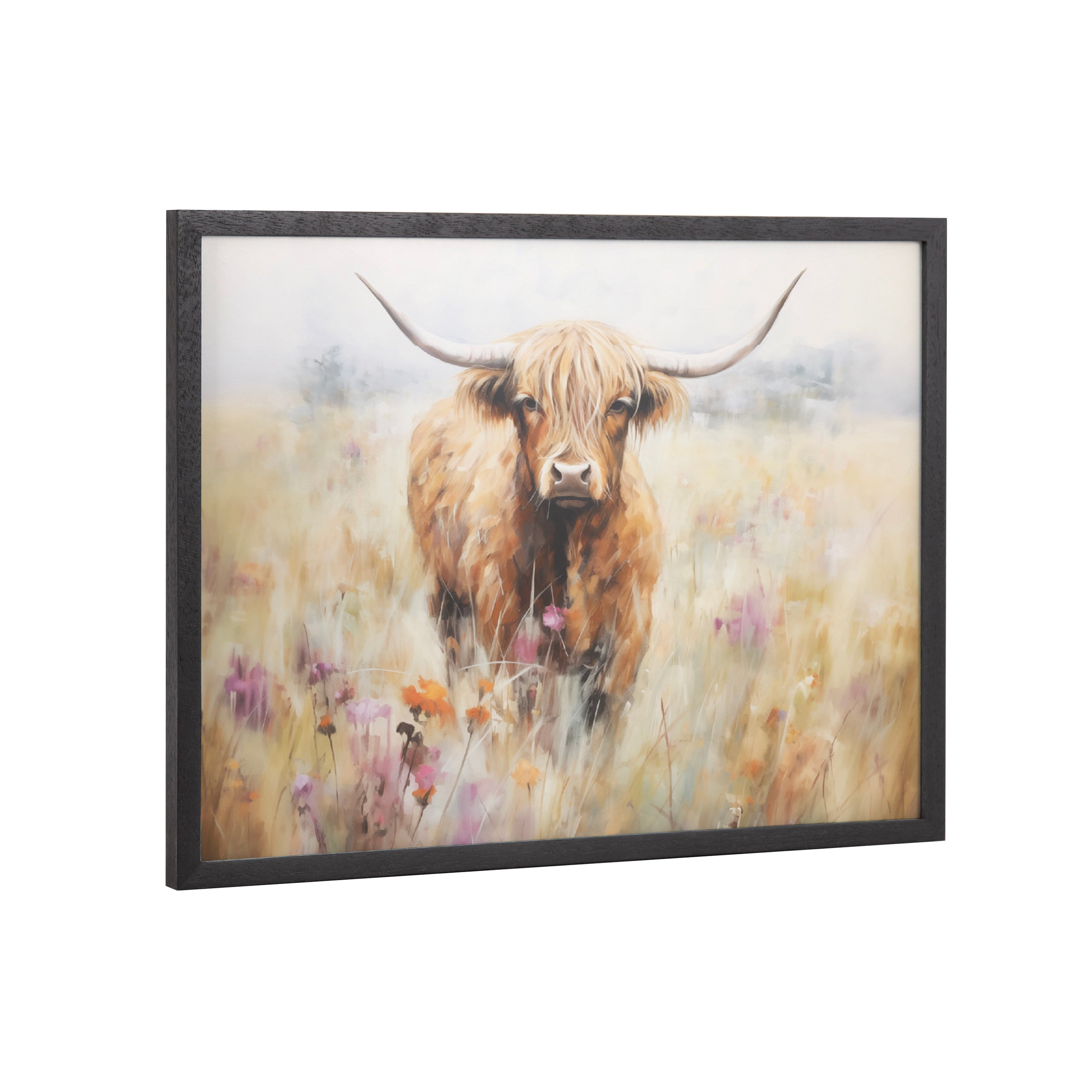 Gallery Highland Cow in a Flower Field Landscape Print by The Creative Bunch Studio