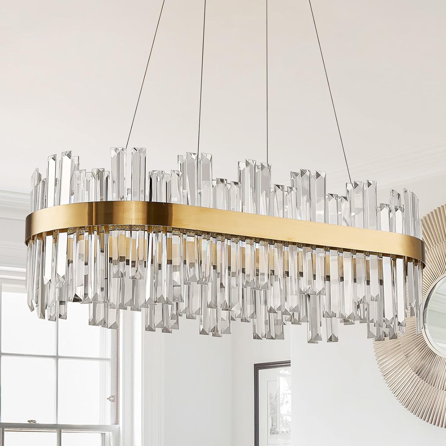 39.3 Inch Gold Crystal Chandelier Elegant Contemporary-1