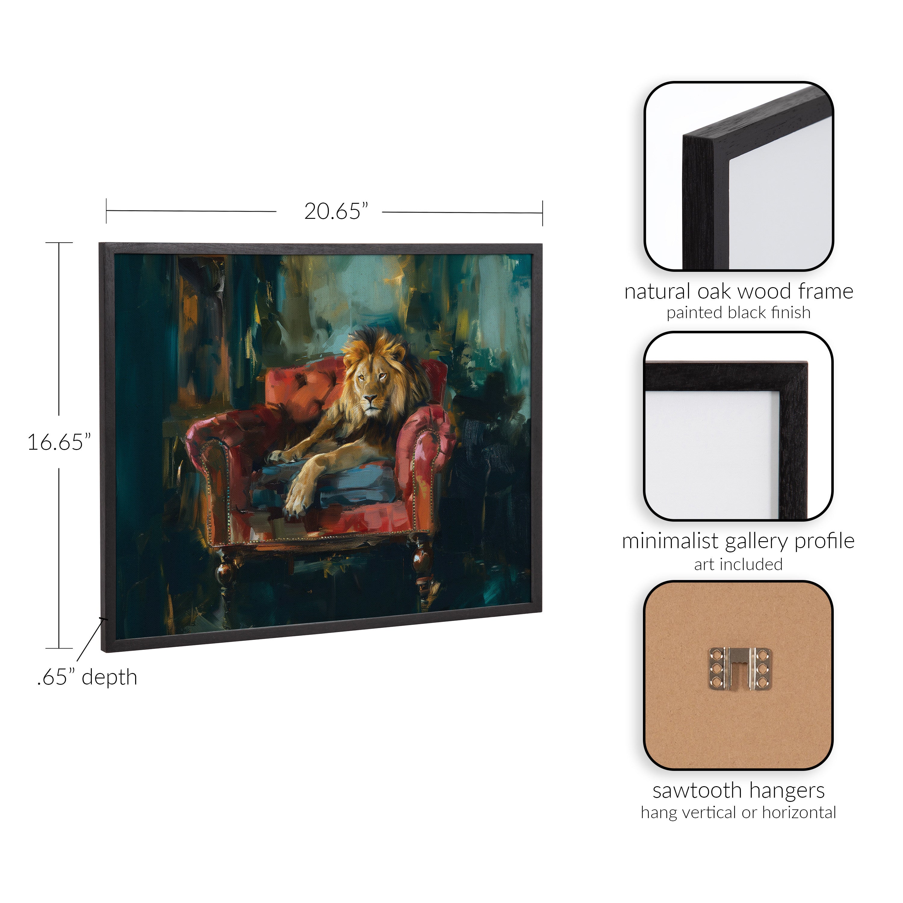 Gallery Lion Portrait in Rich Jewel Tones Print by The Creative Bunch Studio