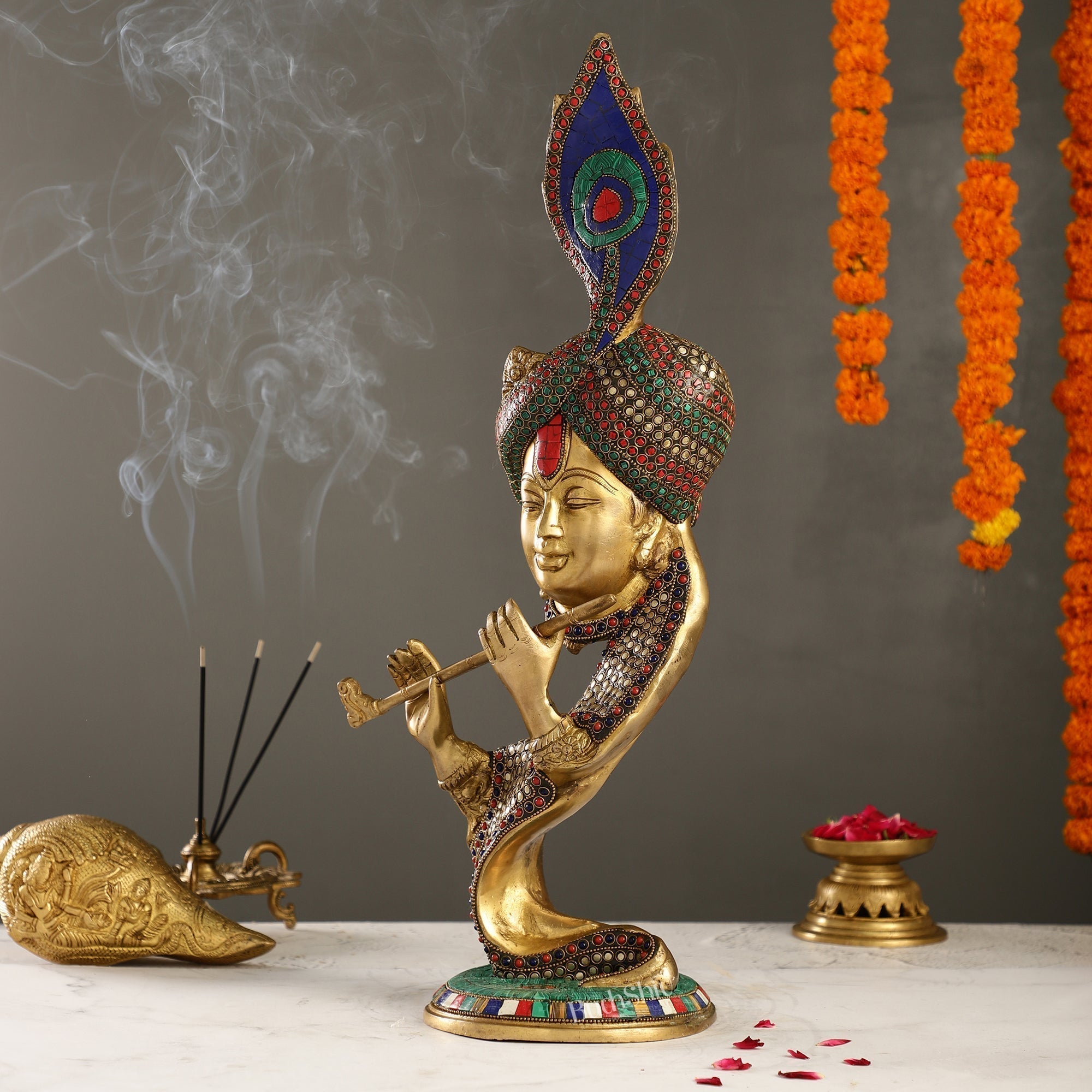 Beautiful Krishna Brass Idol Showpiece 20"-1