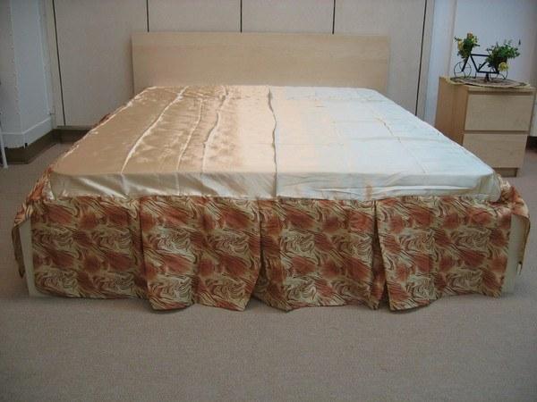 DaDa Bedding Floral Gold & Bronze Brown Dust Ruffle Pleated Bed Skirt - 14" Drop (BS-BM6169L-1)