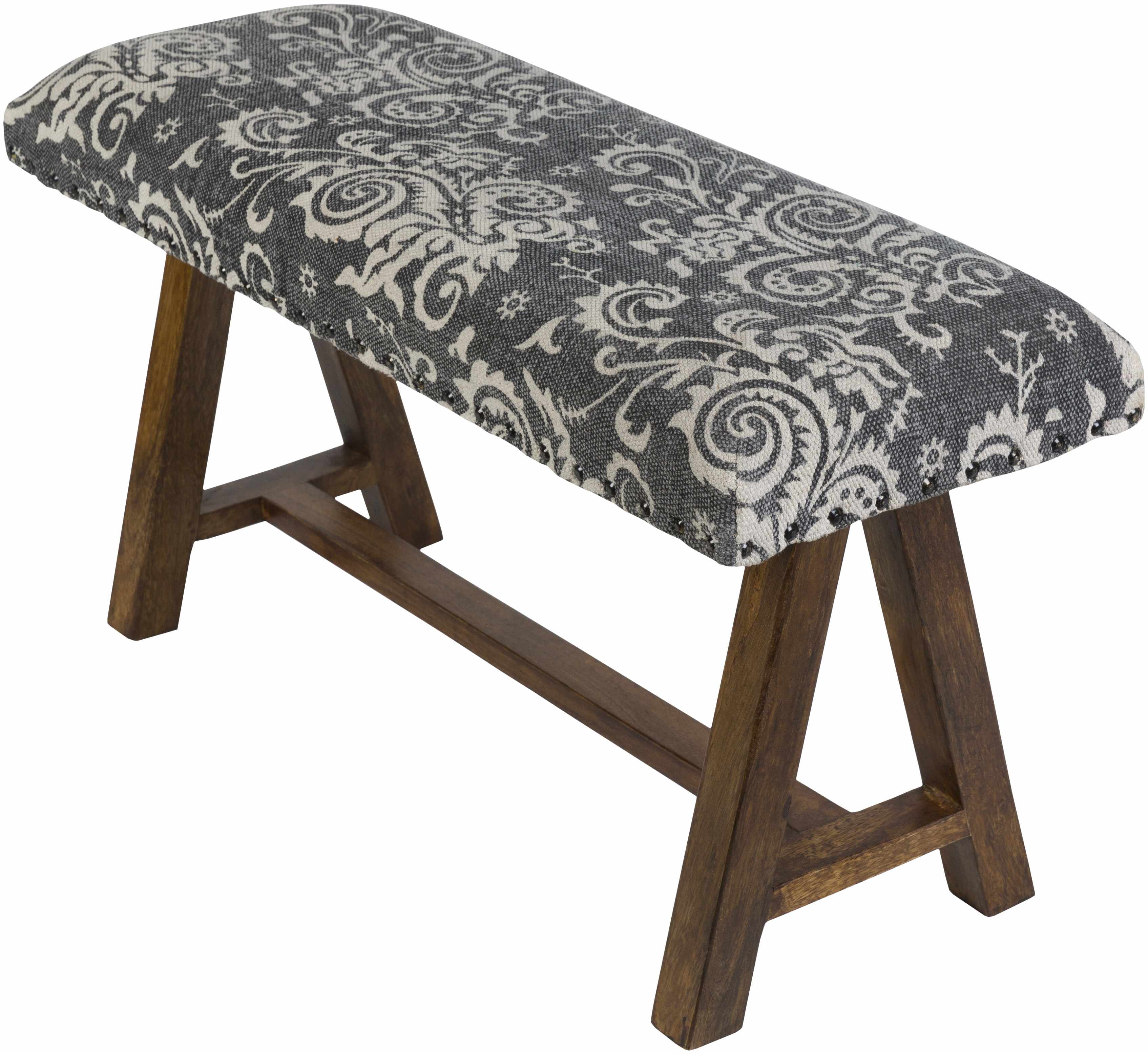 Bethpage Vintage Floral Mango Wood Bench-0