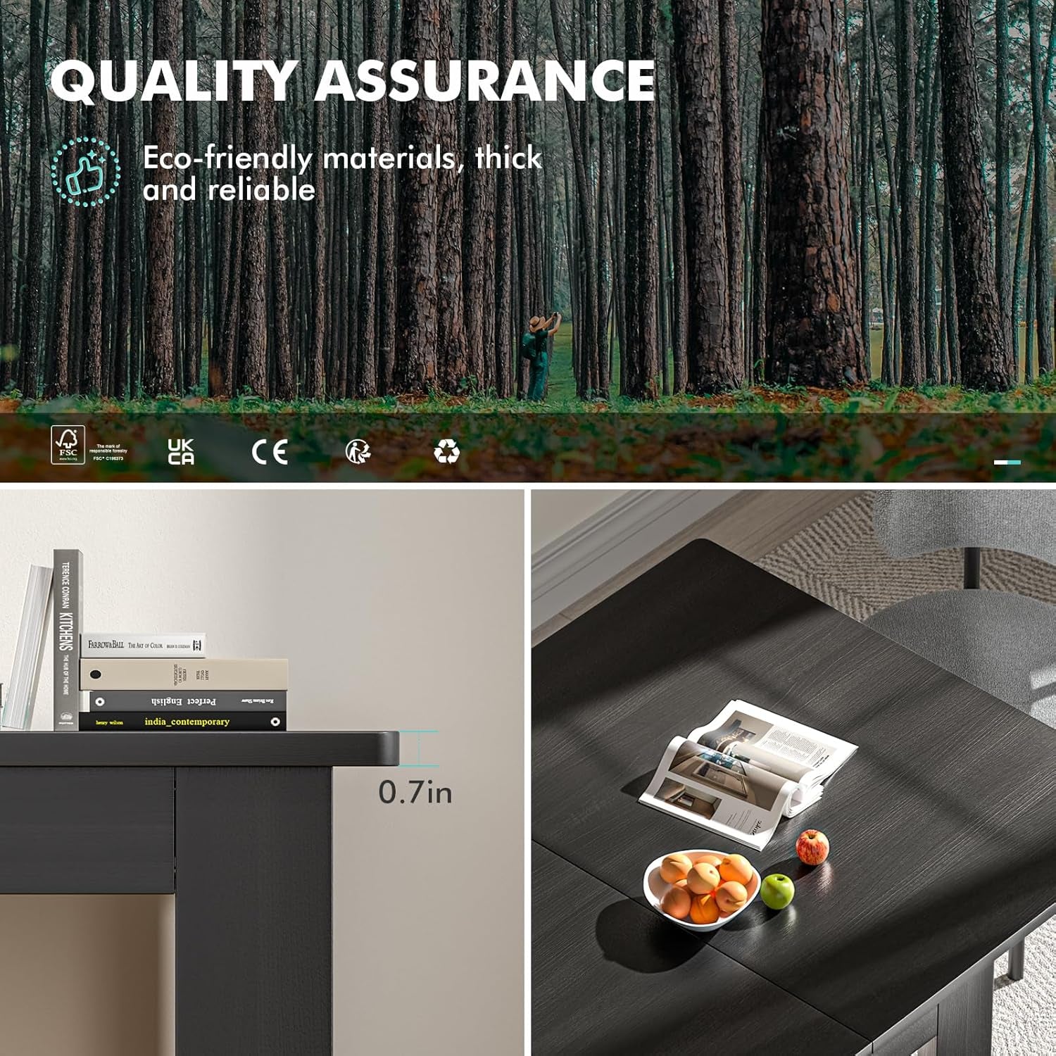 Extendable Dining Table Onyx Black 55 To 86 Inches