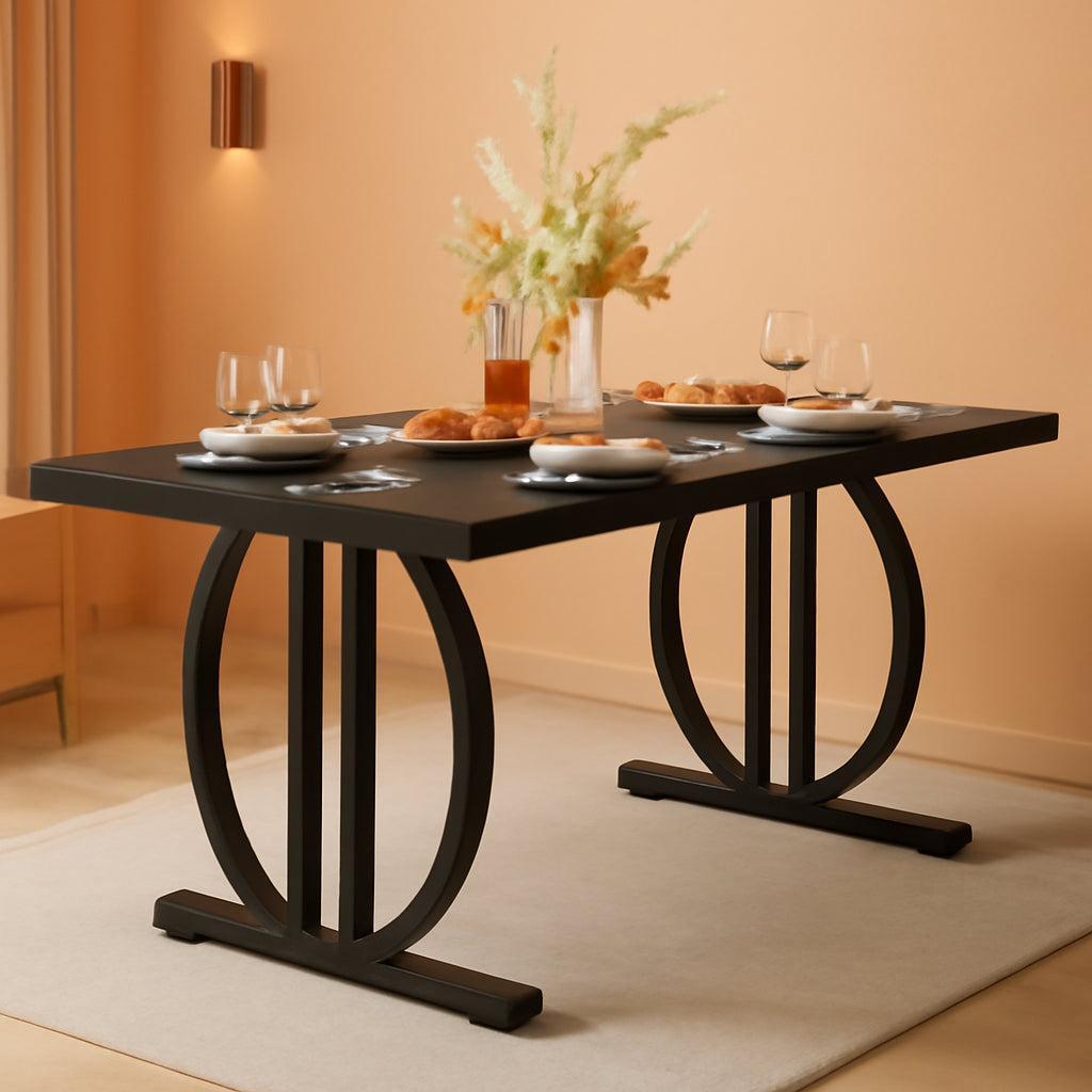 Black Modern Dining Table For Four To Six Rectangular