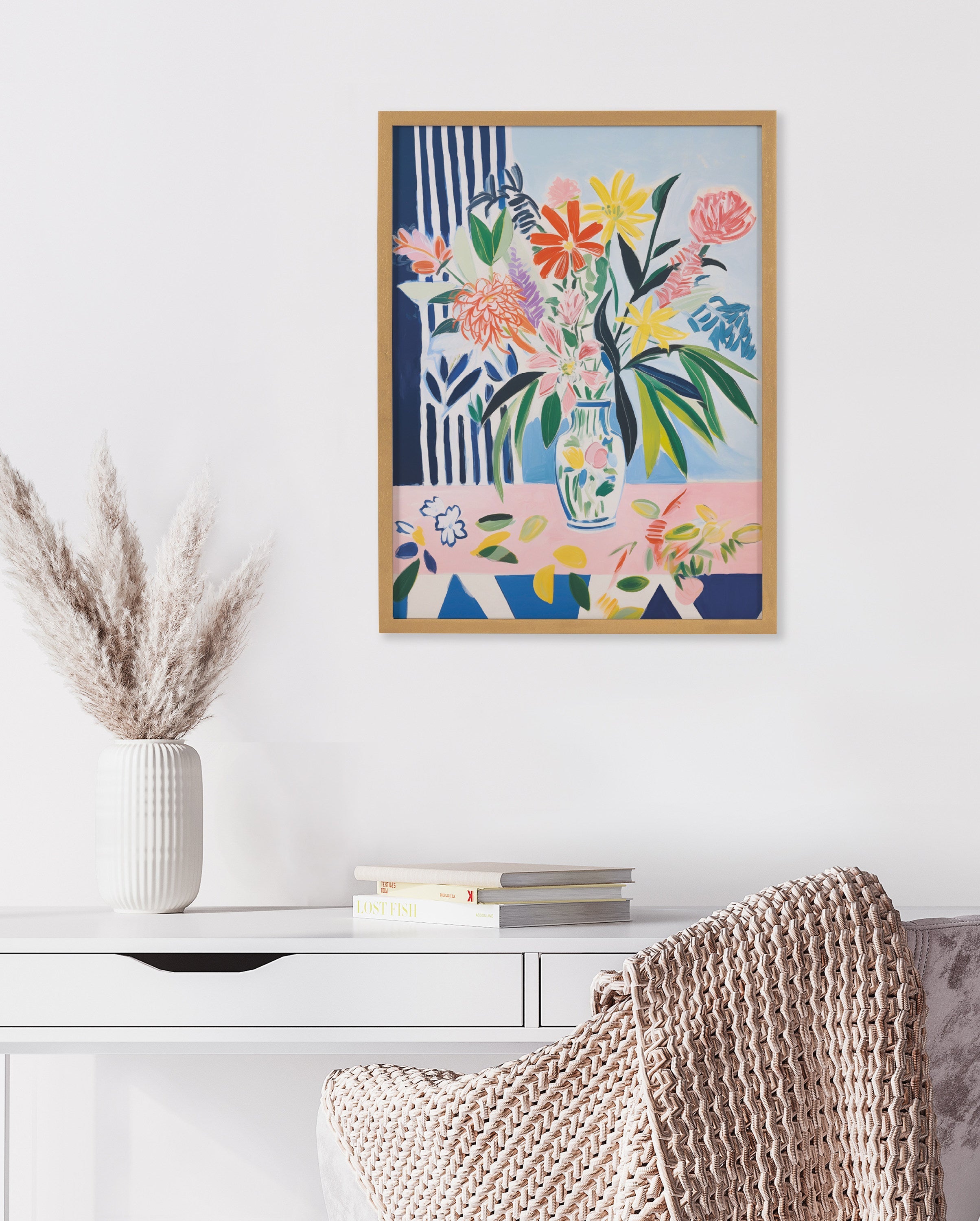Gallery Cheerful Maximalist Flower Vase Print by The Creative Bunch Studio