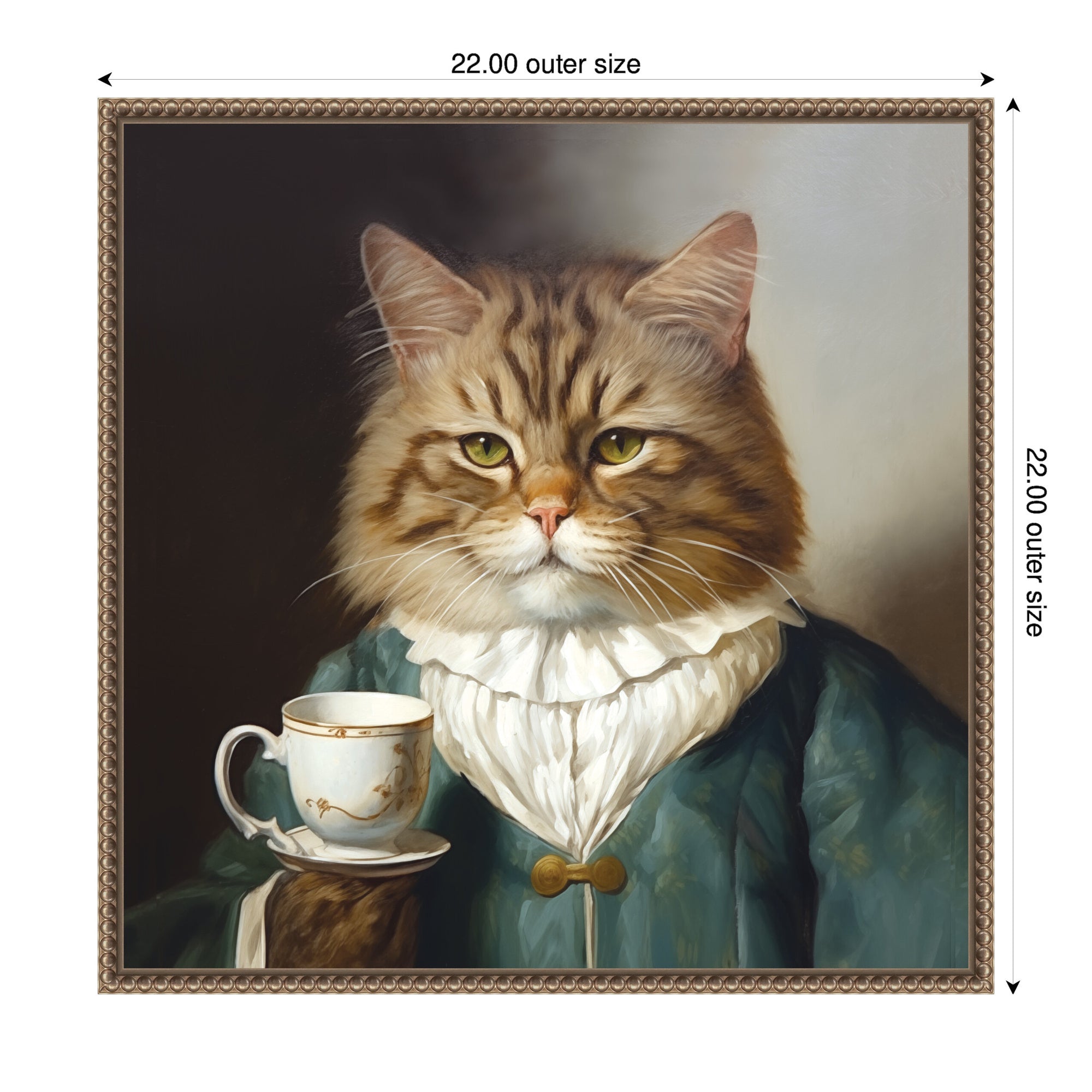 Sylvie Teacup Cat Framed Canvas by The Creative Bunch Studio