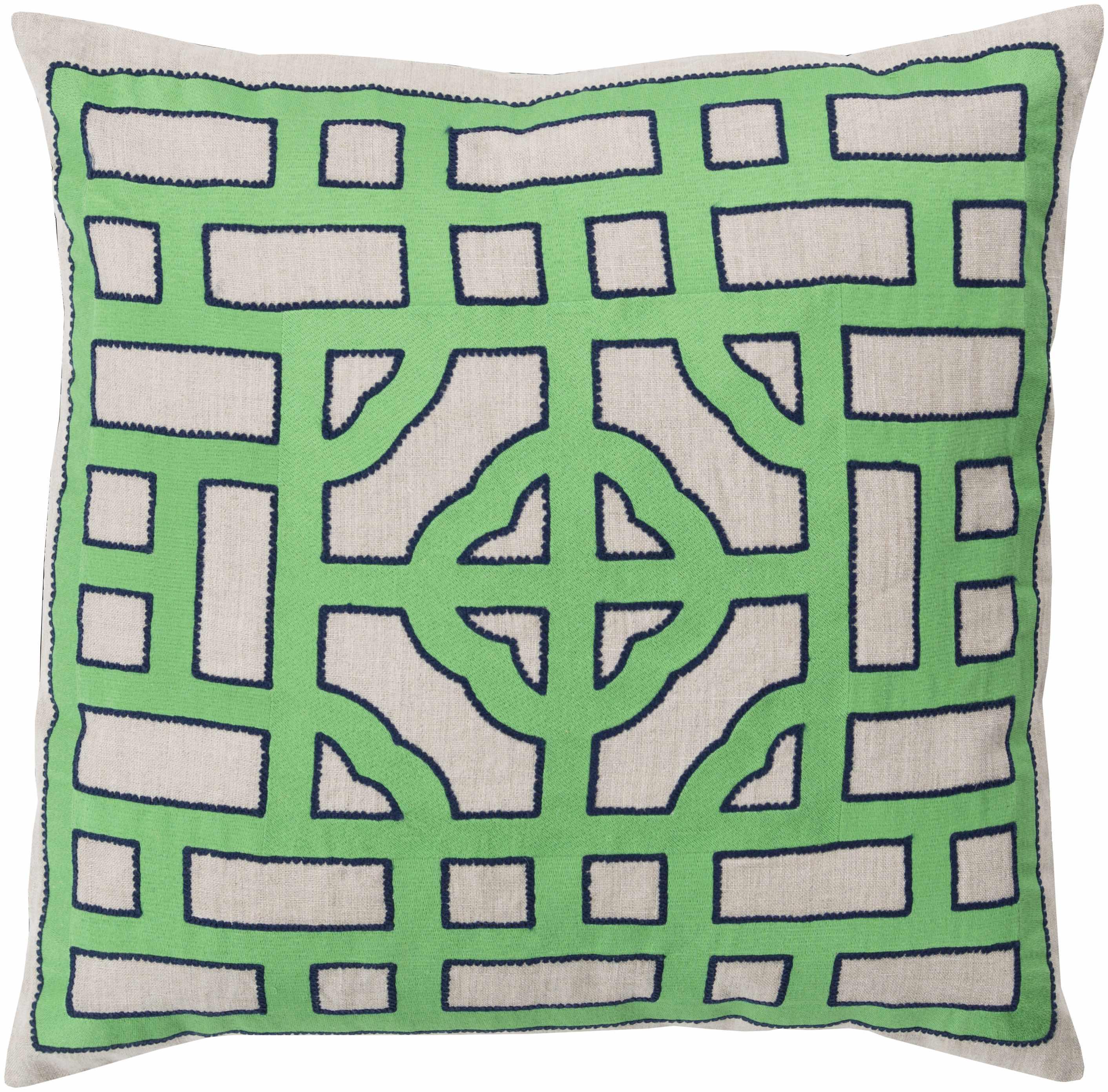 Biloela Green Geometric Square Accent Pillow - Clearance - PRHOMZ