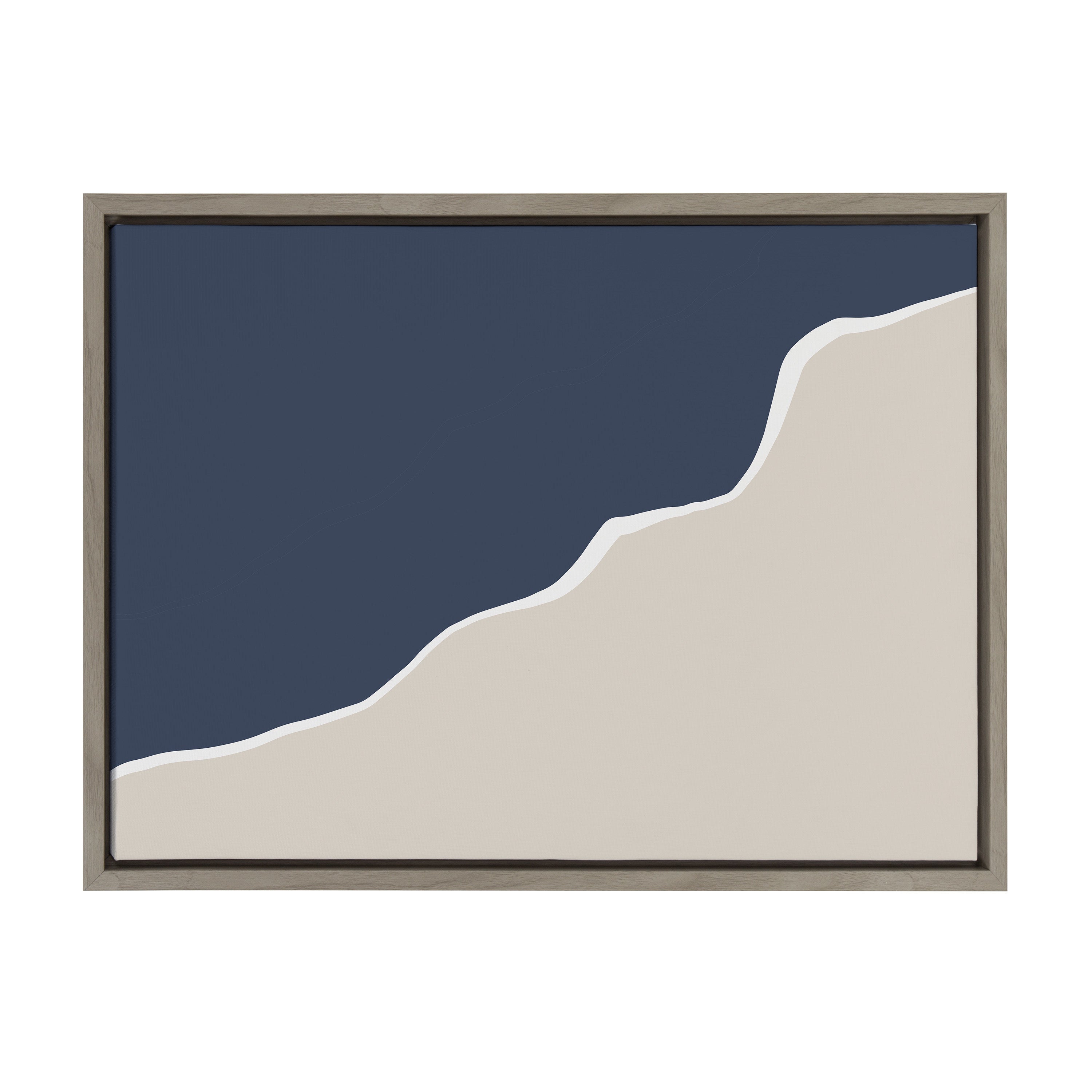 Sylvie Ocean and Beach Abstract Landscape Framed Canvas by The Creative Bunch Studio