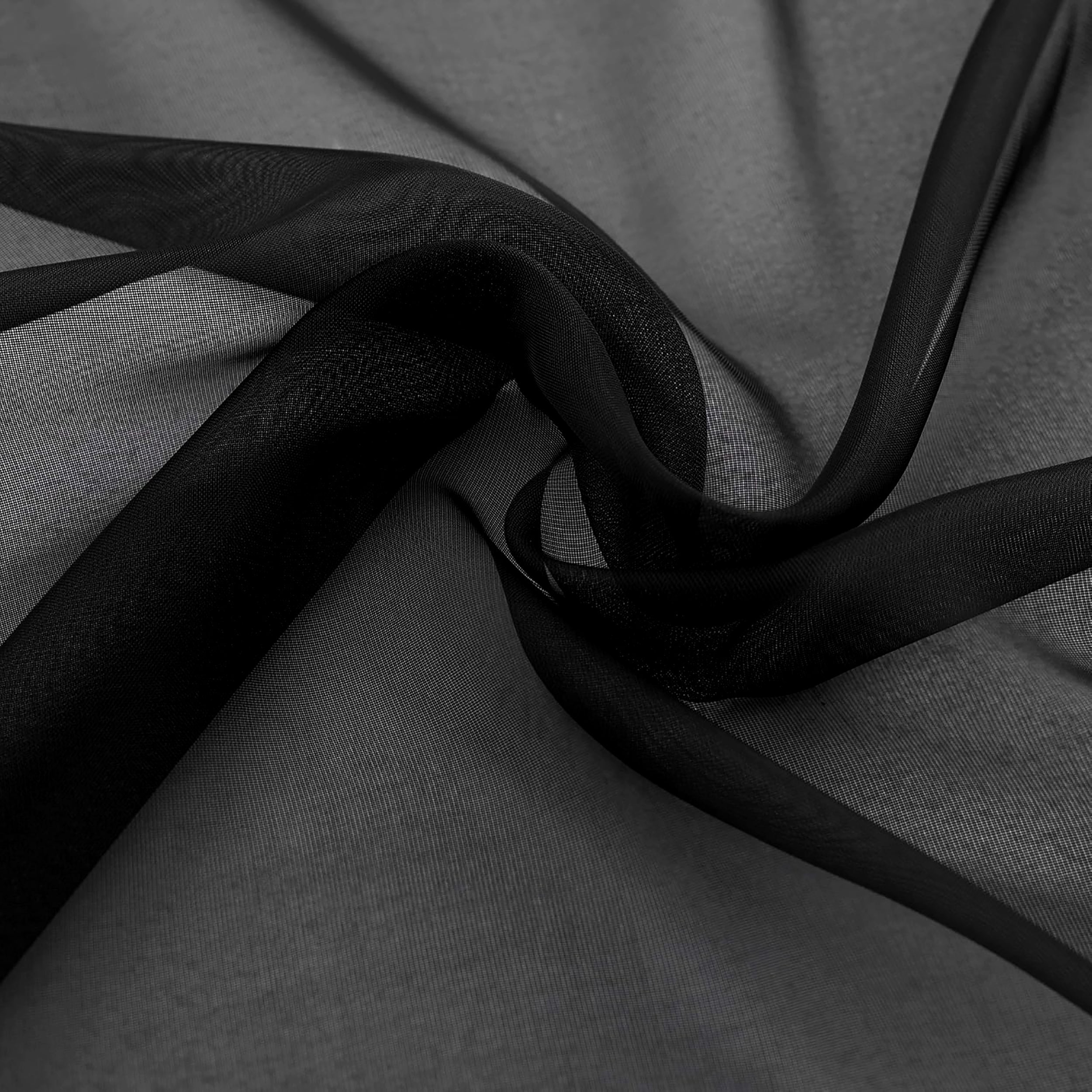 84" Inches Long - Black Sheer Window Rod Pocket Curtain Set (2 Panels)