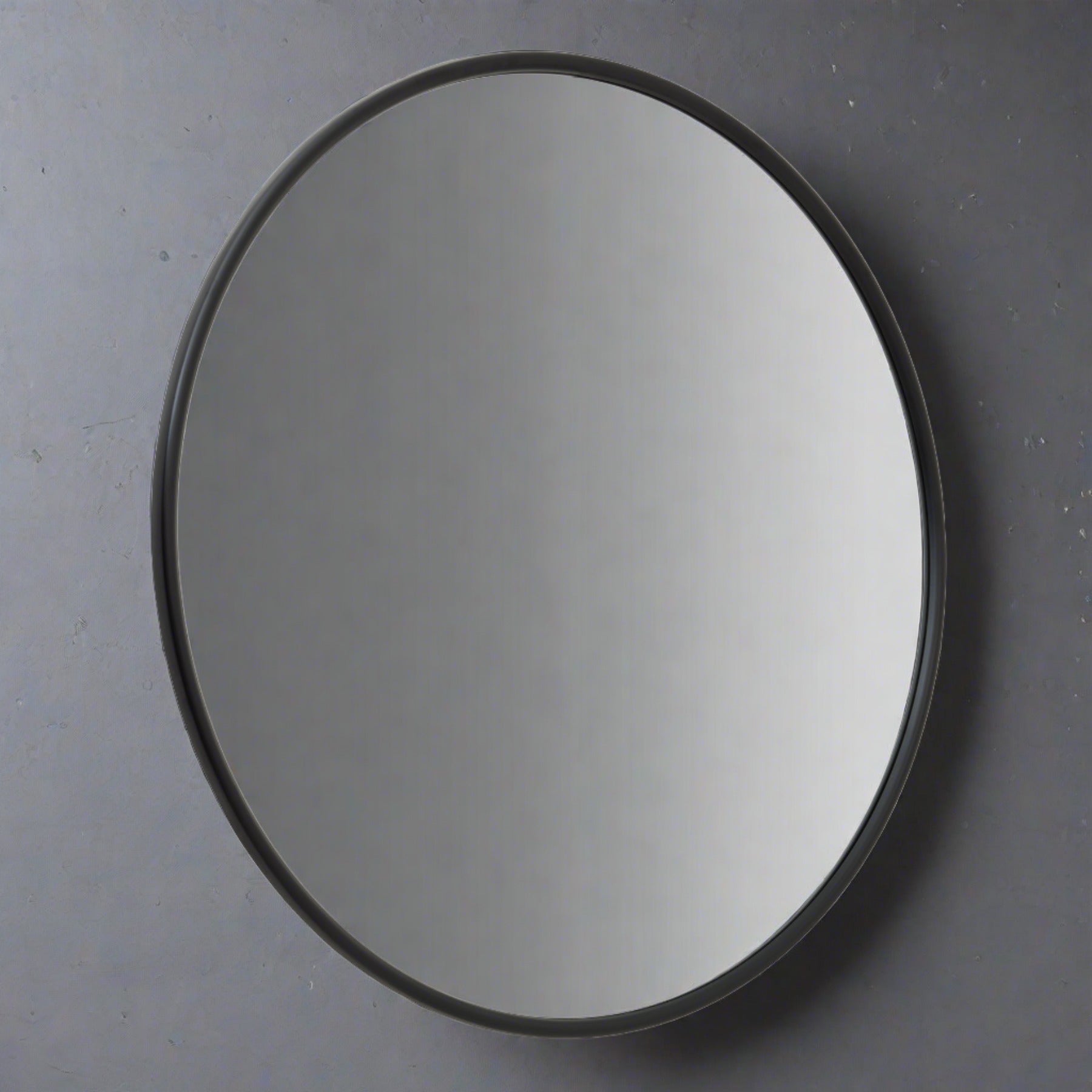Black Large Circular Metal Wall Mirror 120cm-0