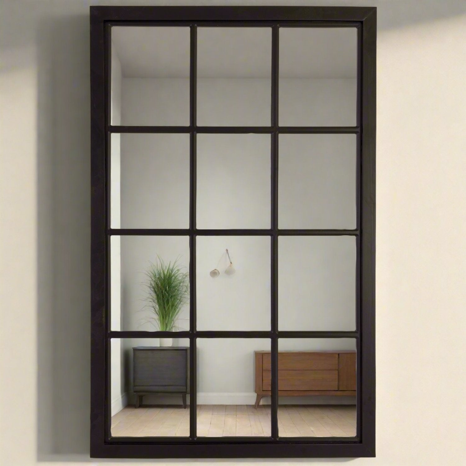 Black Wooden Window Mirror (WH)-1