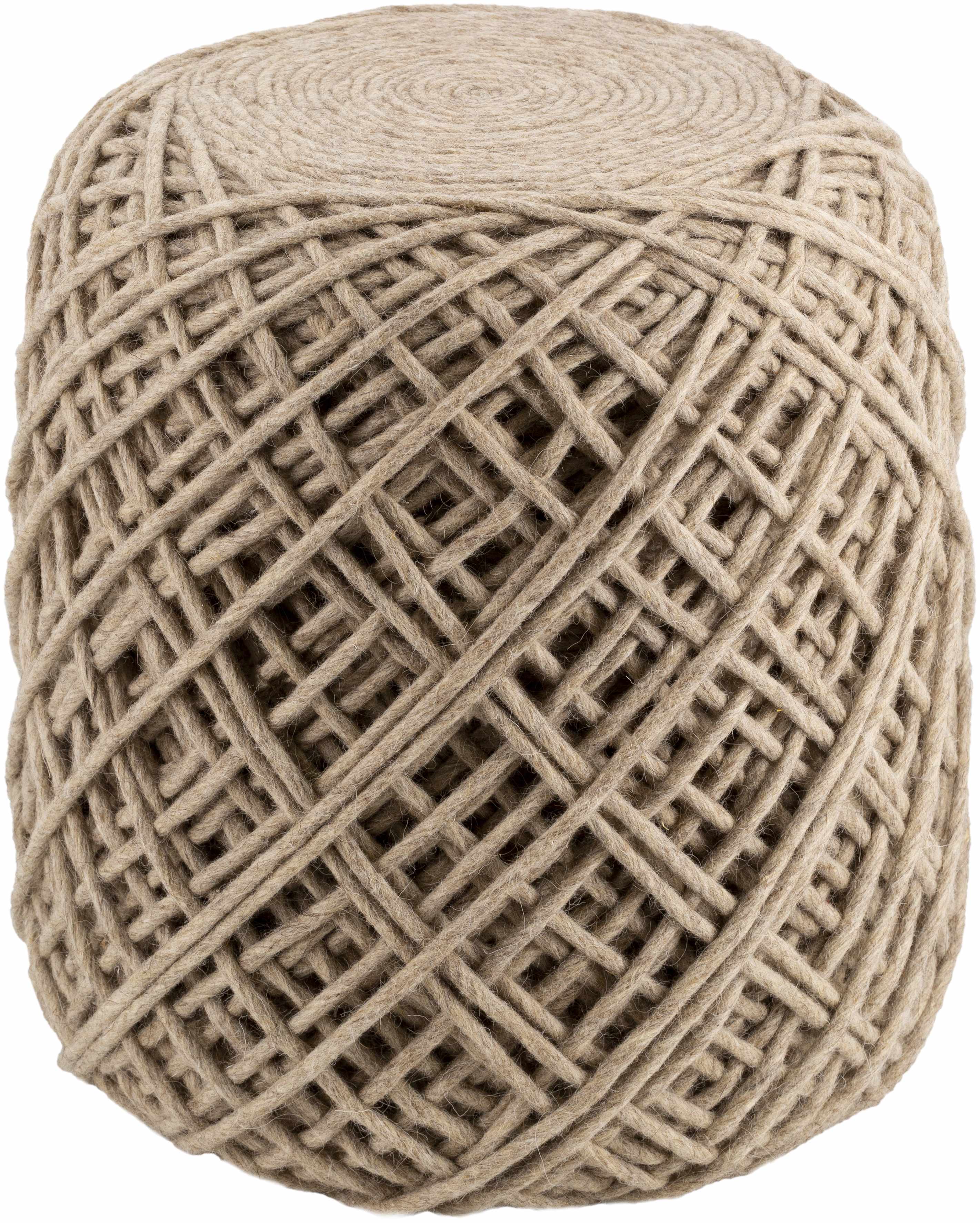 Bellingen Gray Handwoven Textured Pouf-1