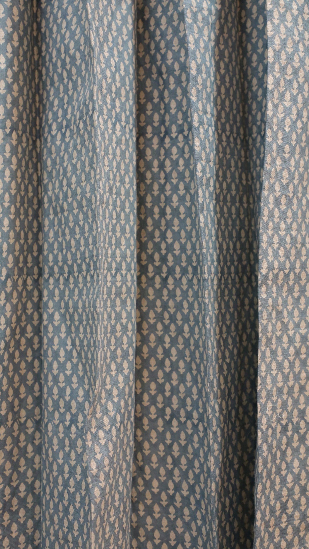 Block Print Blue Floral Pinch Pleated Curtains - Hariyali