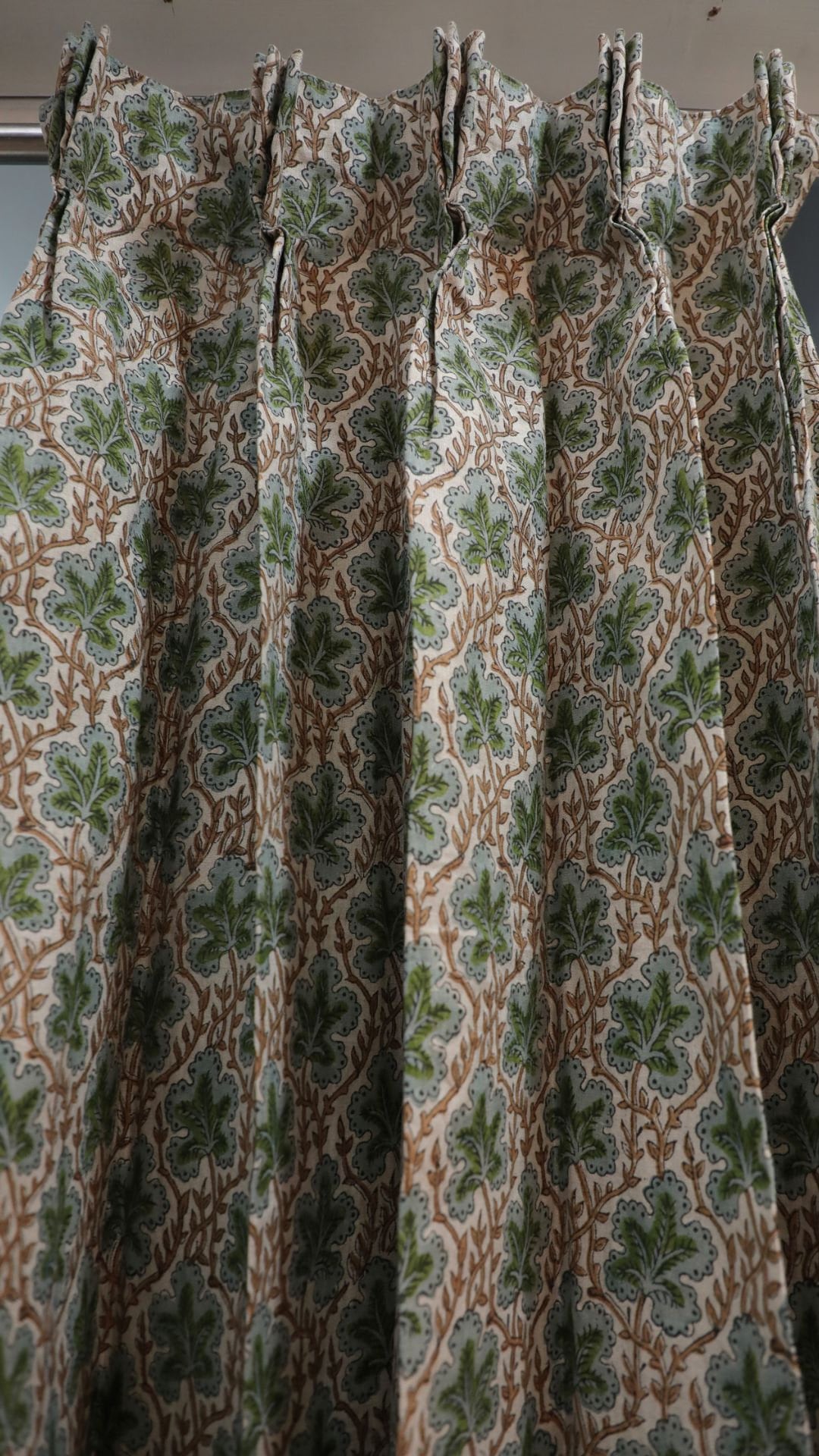 Block Print Linen Green Floral Curtains - Pushp Samhita