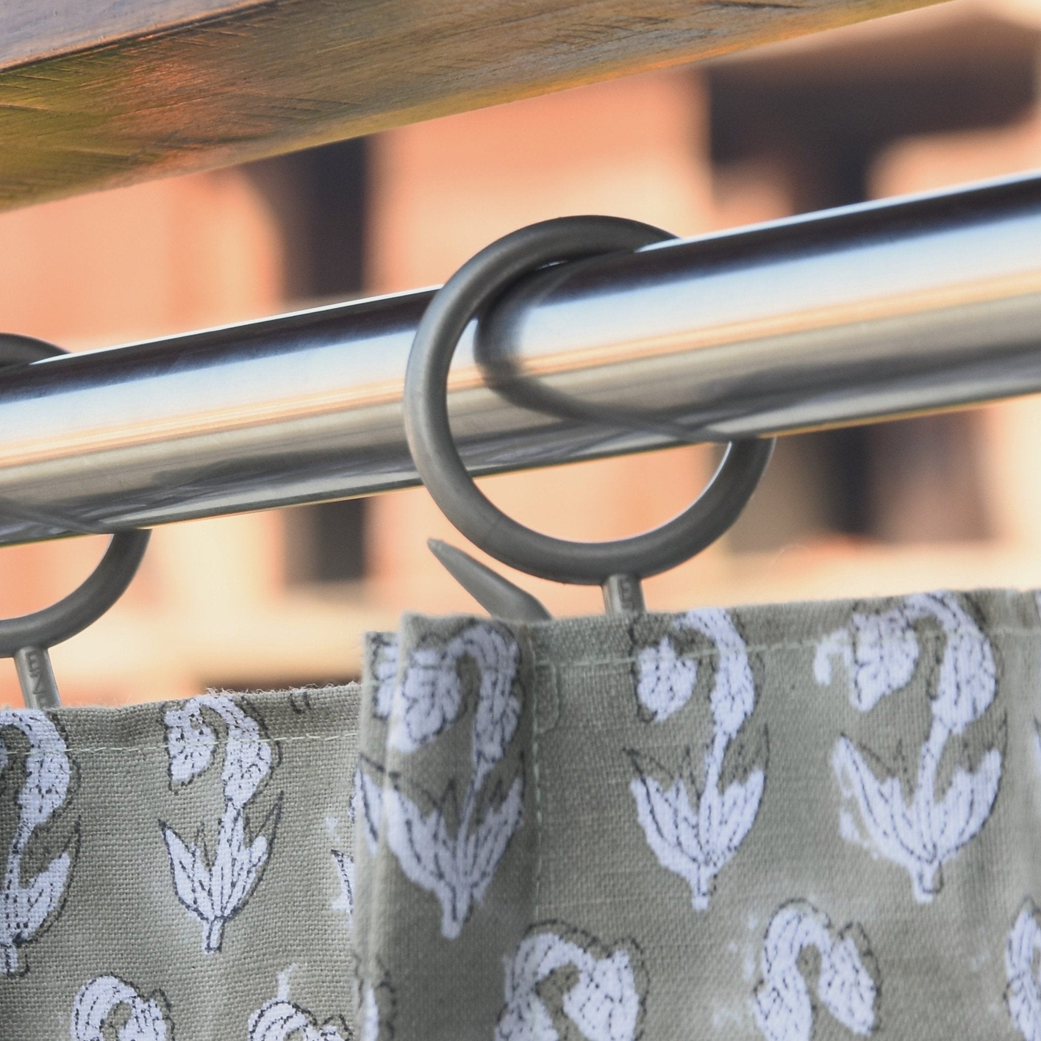 Handcrafted Block Print Gray Floral Curtains - Superstar