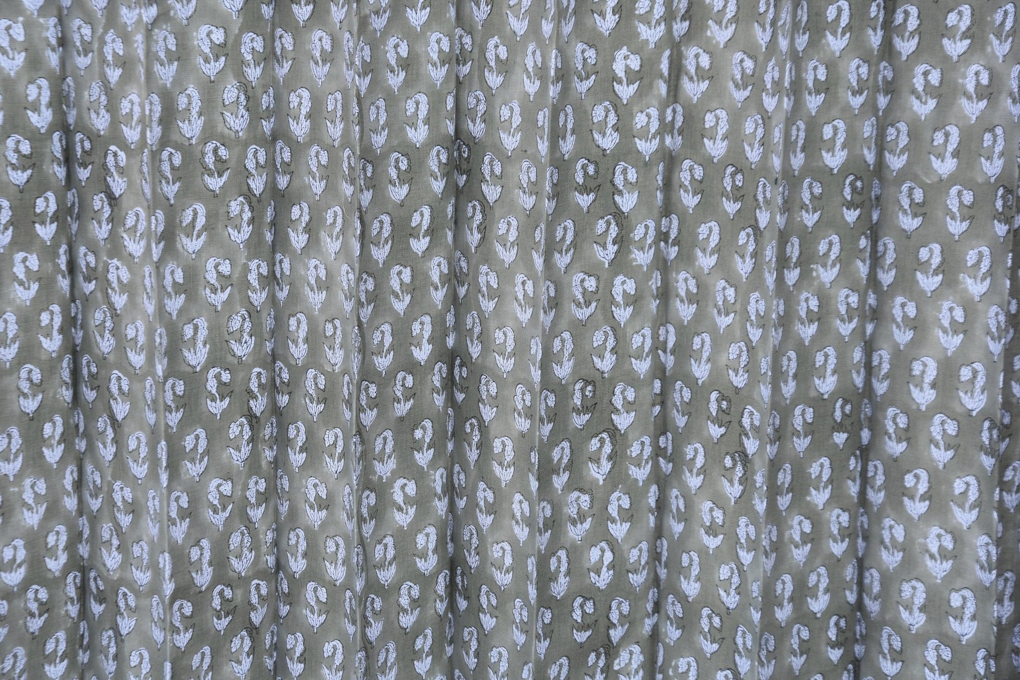 Handcrafted Block Print Gray Floral Curtains - Superstar