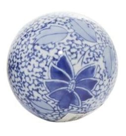 Blue Ceramic Floral Handmade Glossy Decorative Orbs & Vase Filler