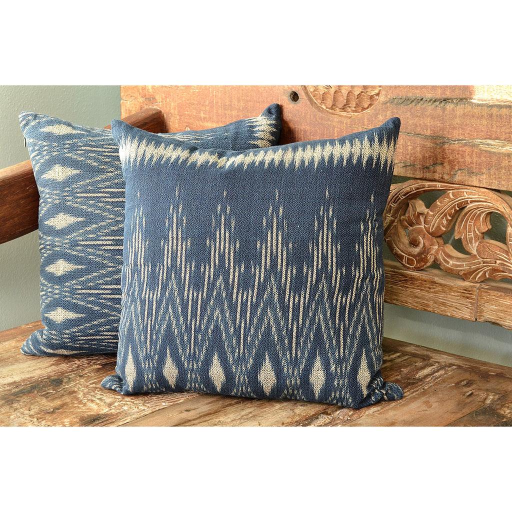 Indigo Ikat Pillow Cover - PRHOMZ