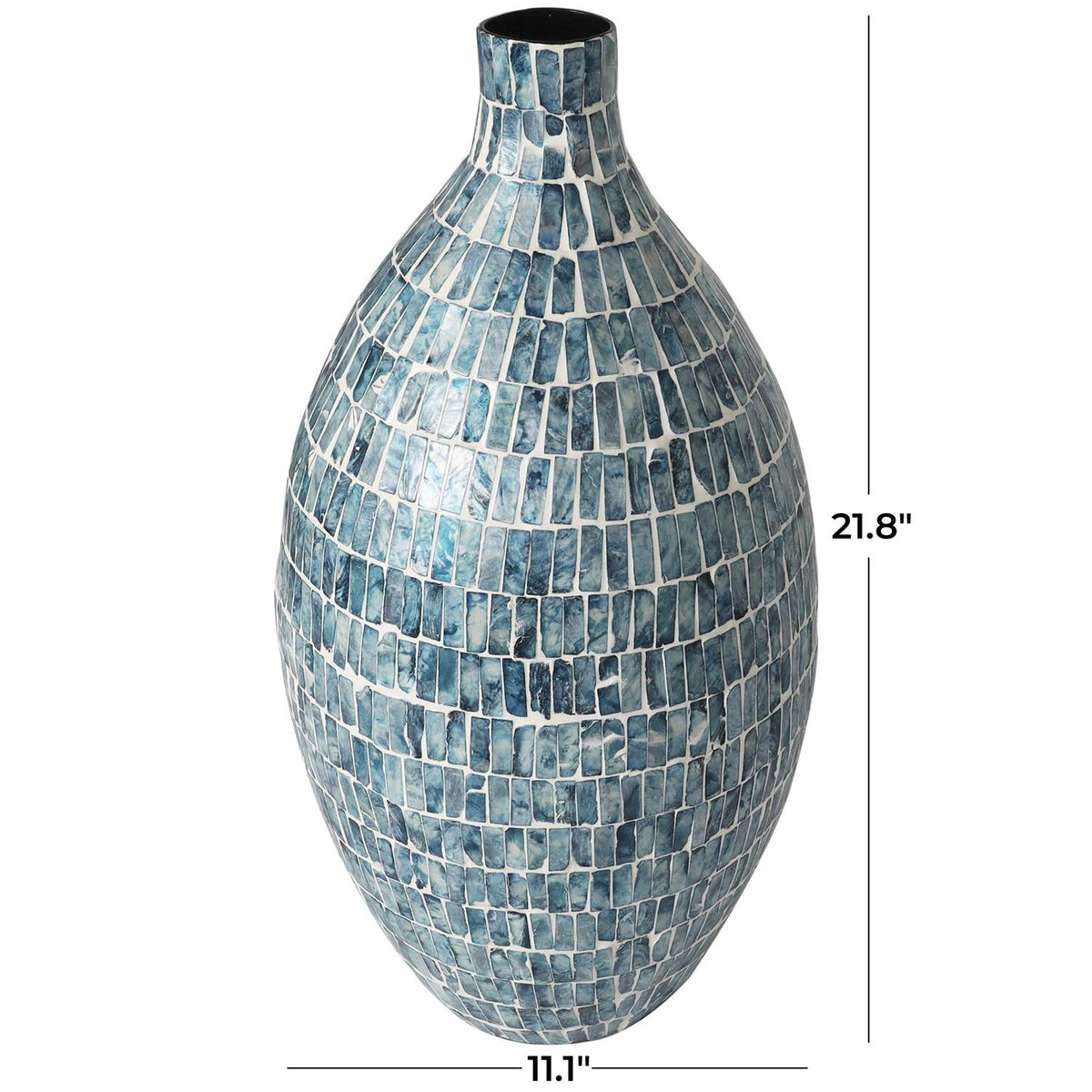 Blue Mother of Pearl Shell Handmade Mosaic Inspired Decorative Vase