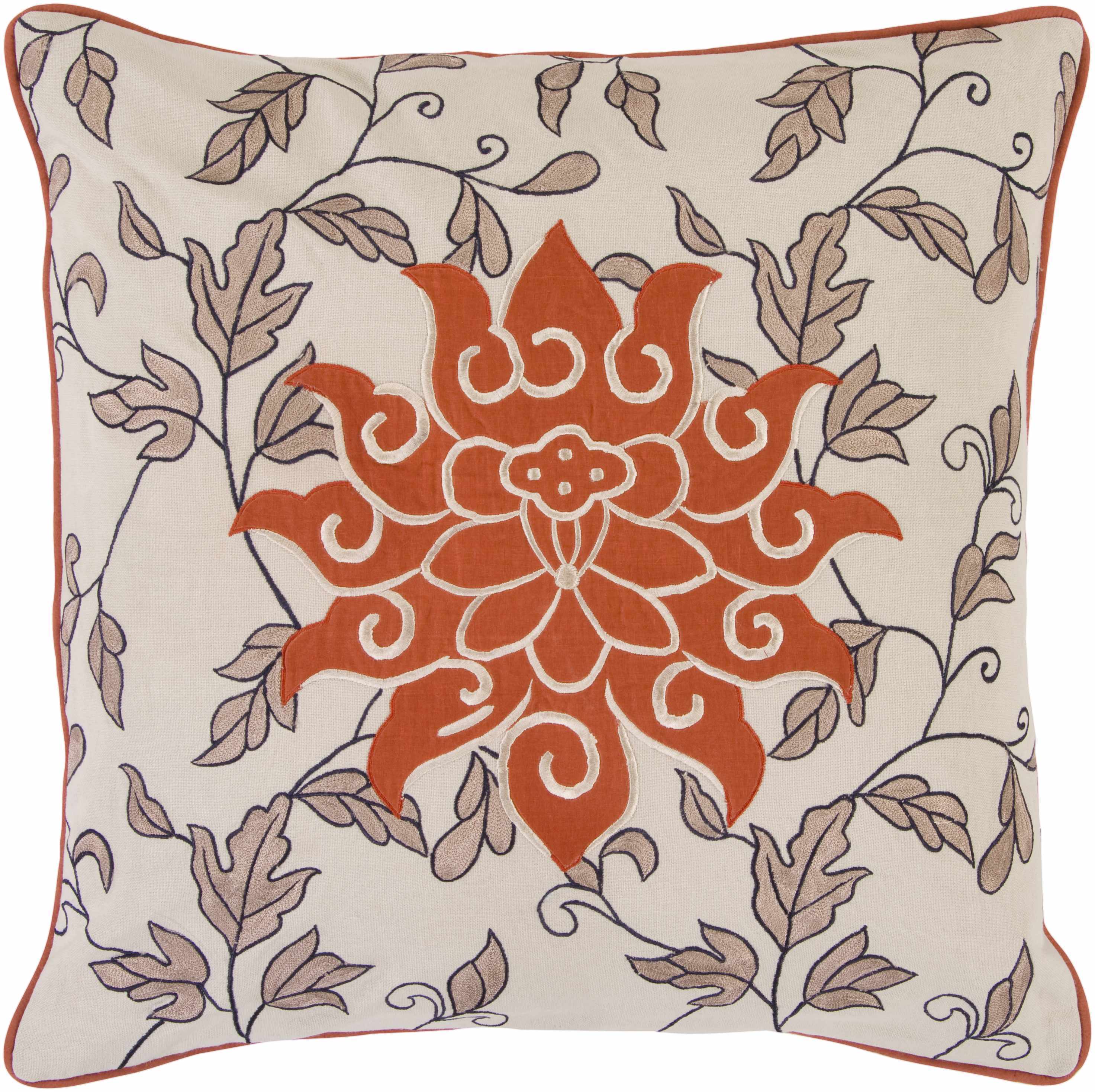 Bluntisham Rust Floral Throw Pillow - Clearance-0