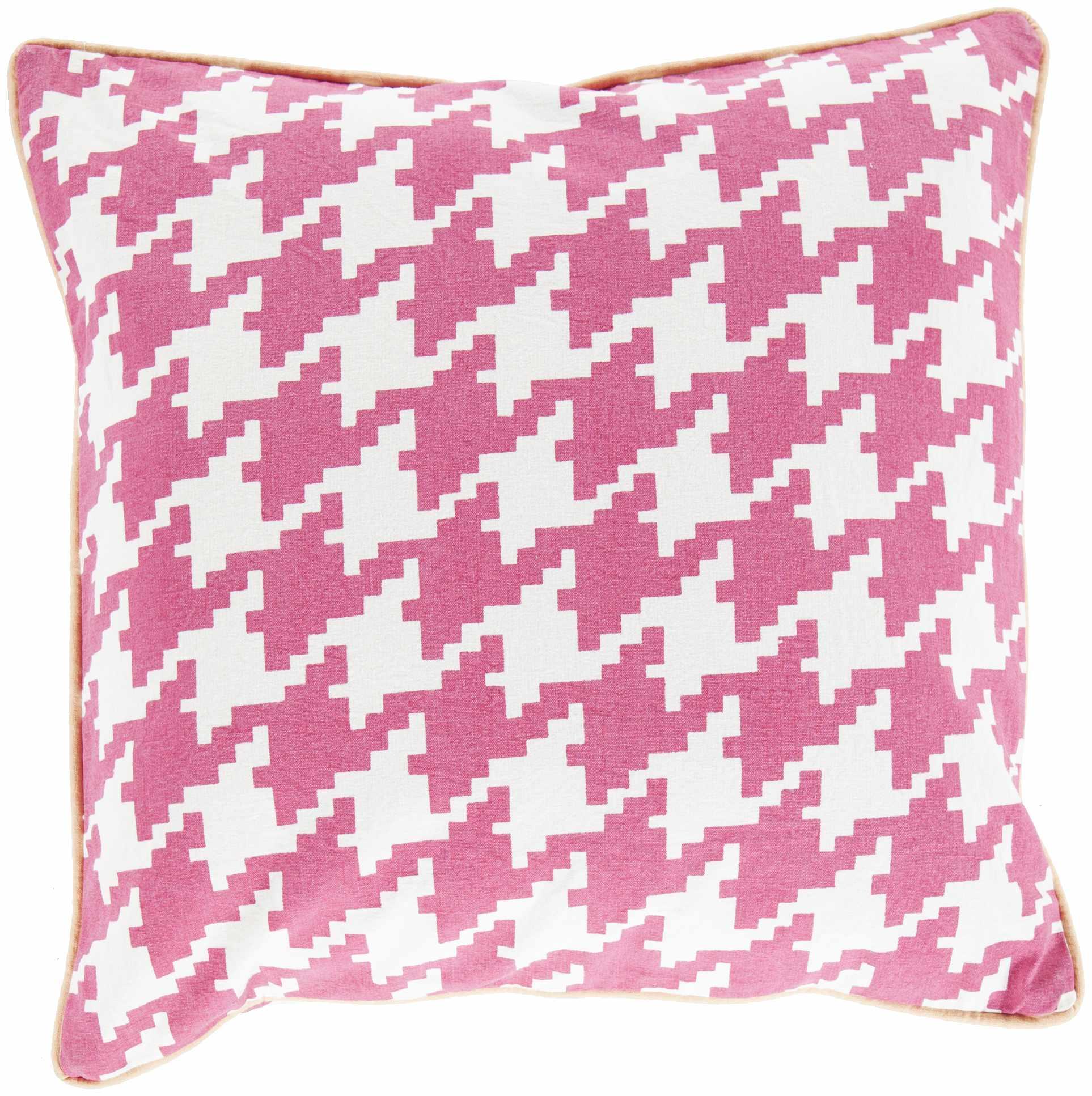 Booval Pink Houndstooth Throw Pillow - Clearance-0