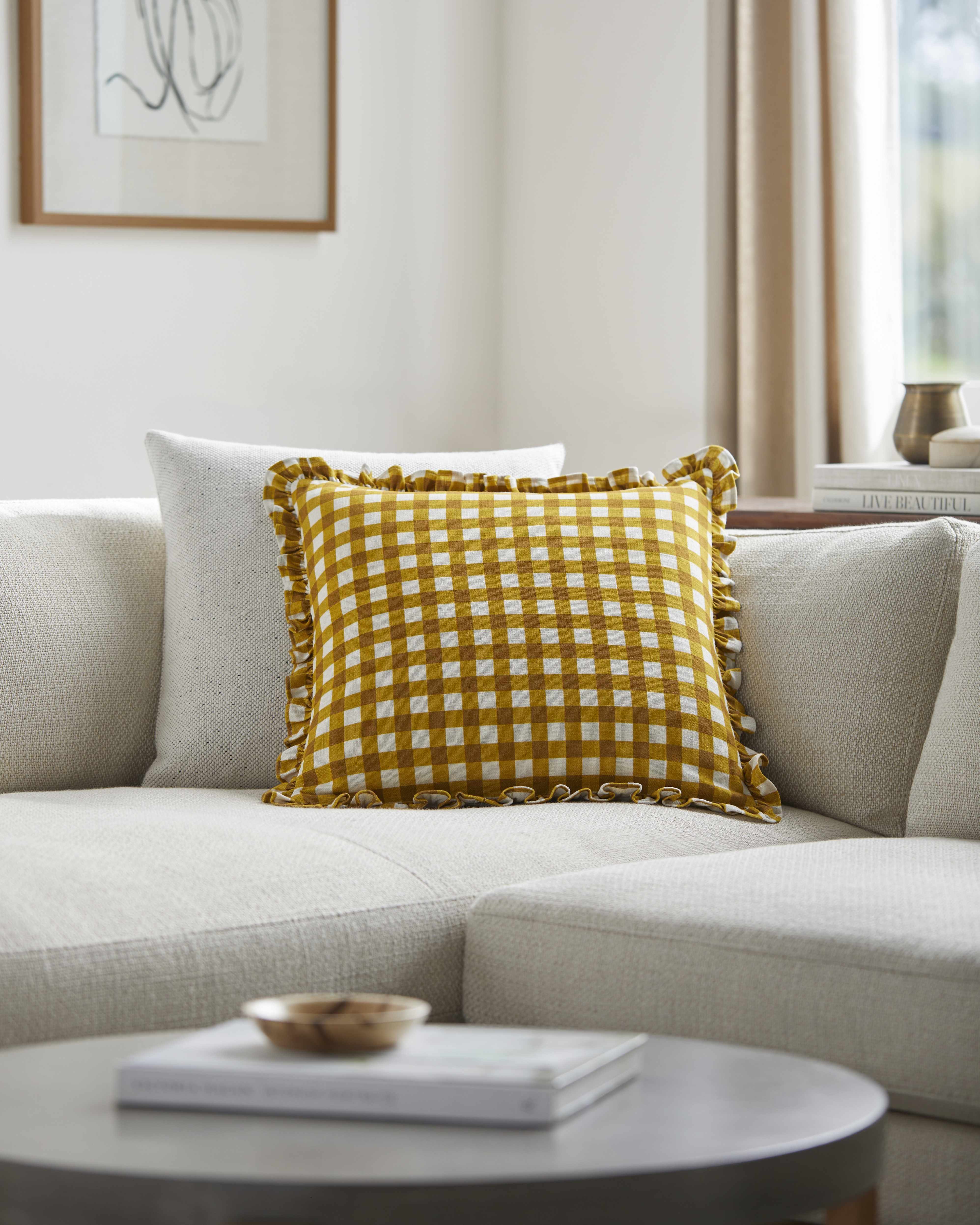 Acciai Golden Checkered Throw Pillow-1