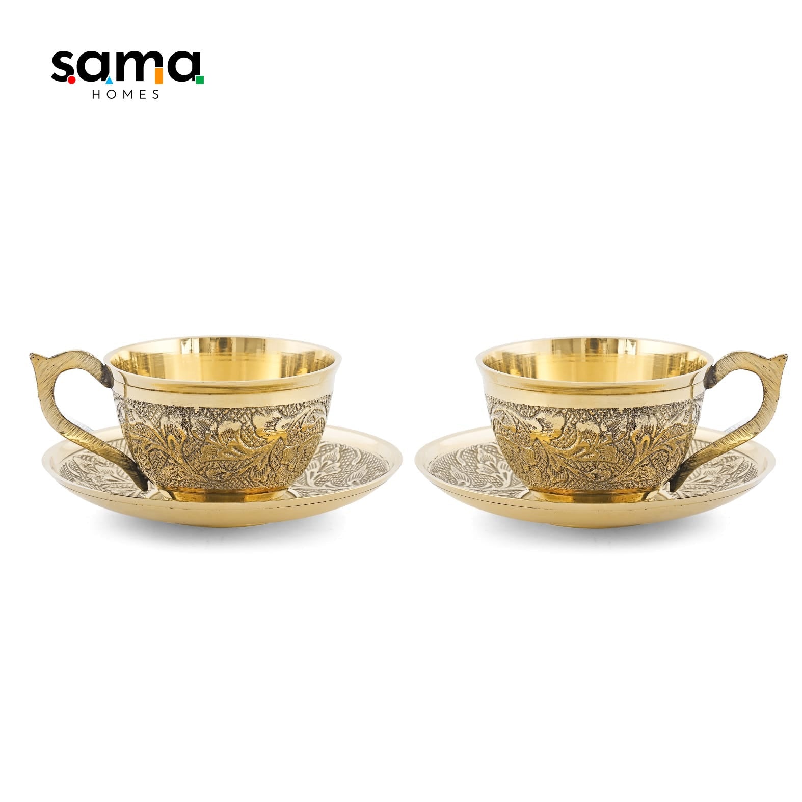 Handcrafted Brass Cup Saucer Set - Elegant Vintage Drinkware for Tea and Coffee | Boho Kitchen-3