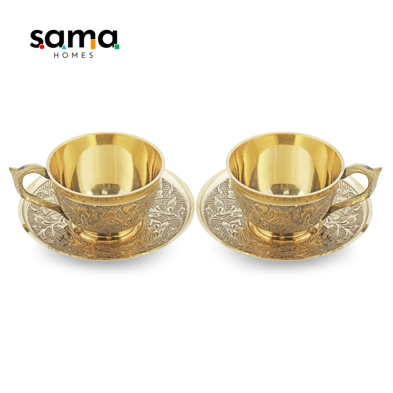 Handcrafted Brass Cup Saucer Set - Elegant Vintage Drinkware for Tea and Coffee | Boho Kitchen-2