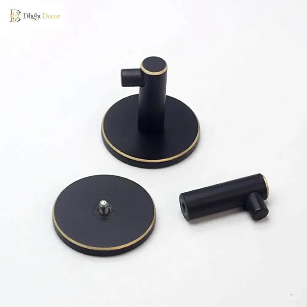 Brass Wall Hook – Gold and Black Towel Hanger for Bathroom, Kitchen, and Bedroom Storage