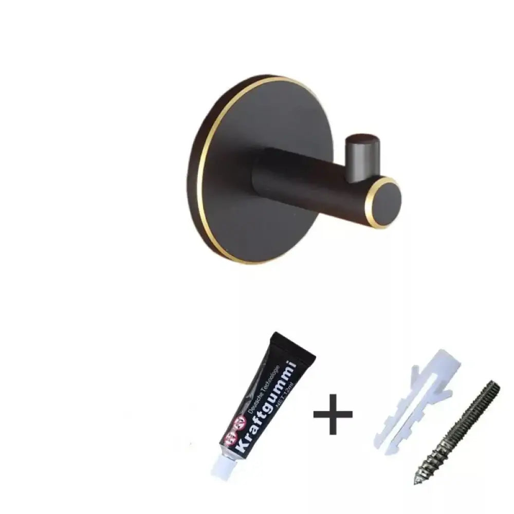 Brass Wall Hook – Gold and Black Towel Hanger for Bathroom, Kitchen, and Bedroom Storage