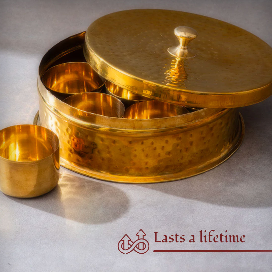 Brass Masala Daani / Spice Box-4