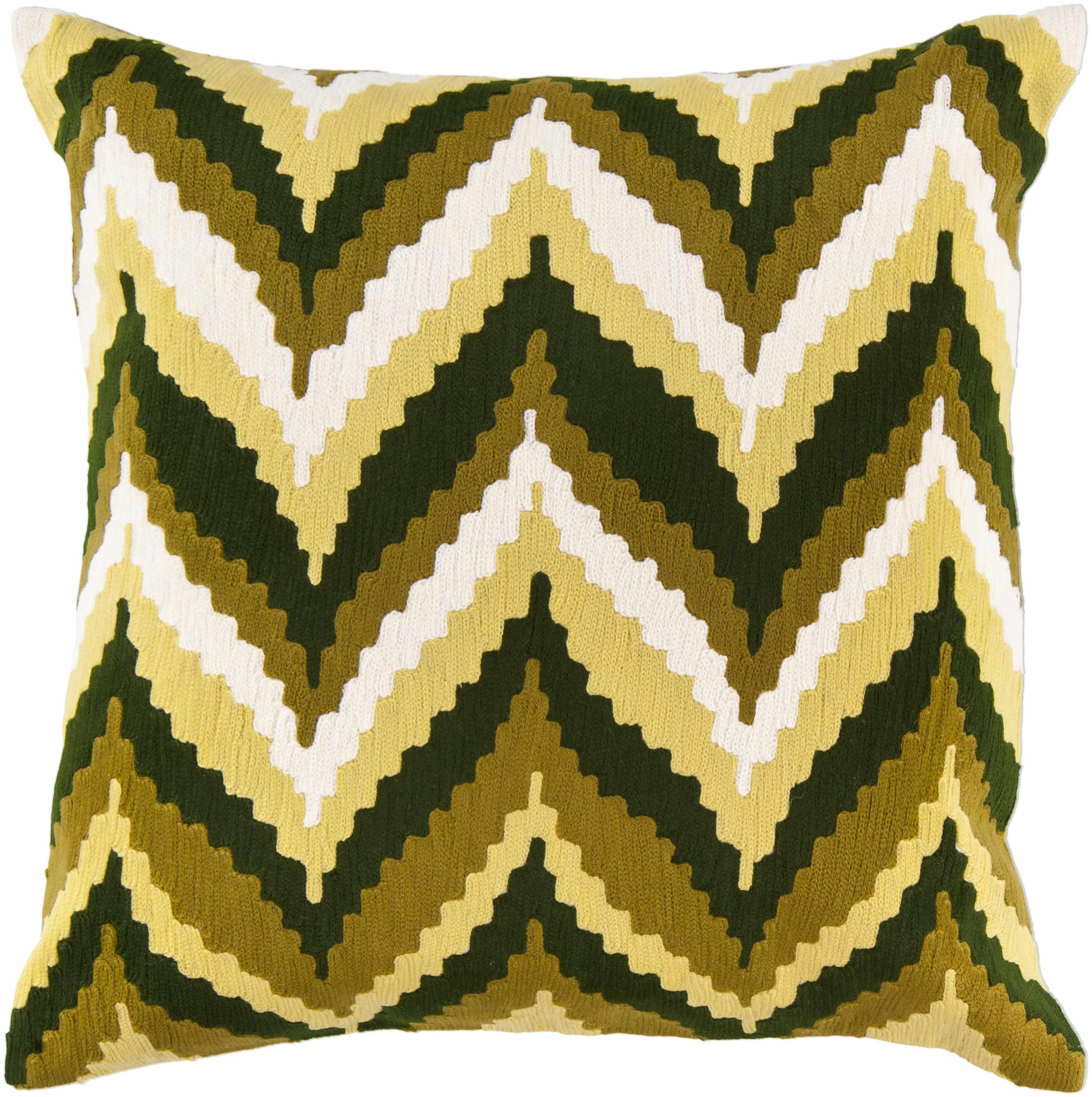 Braunton Chevron Green Mustard Throw Pillow - Clearance - PRHOMZ