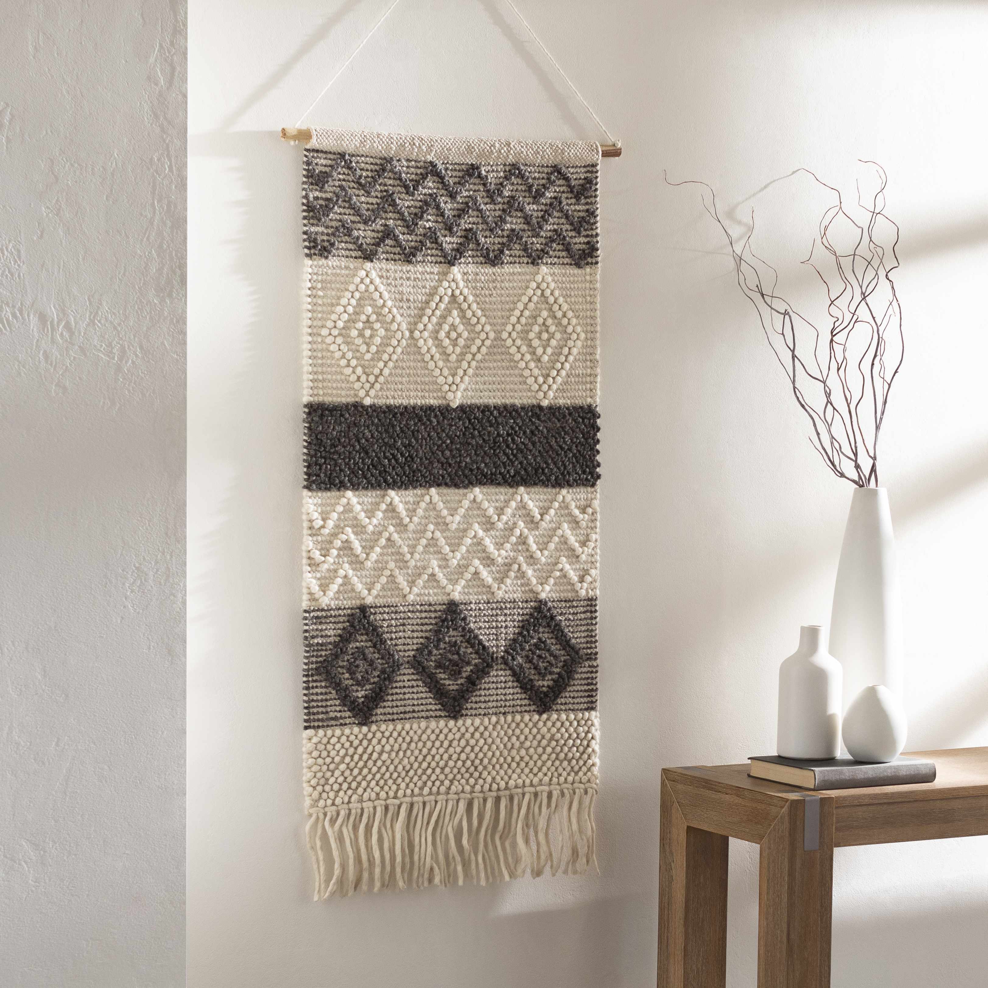 Bracebridge Monochrome Geometric Pattern Wall Hanging-1