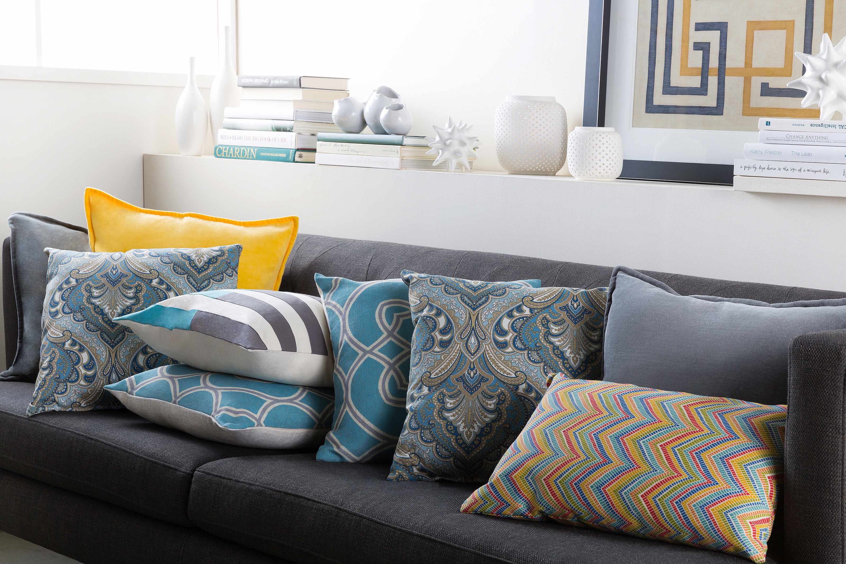 Bradfield Aqua Geometric Throw Pillow - Clearance-1