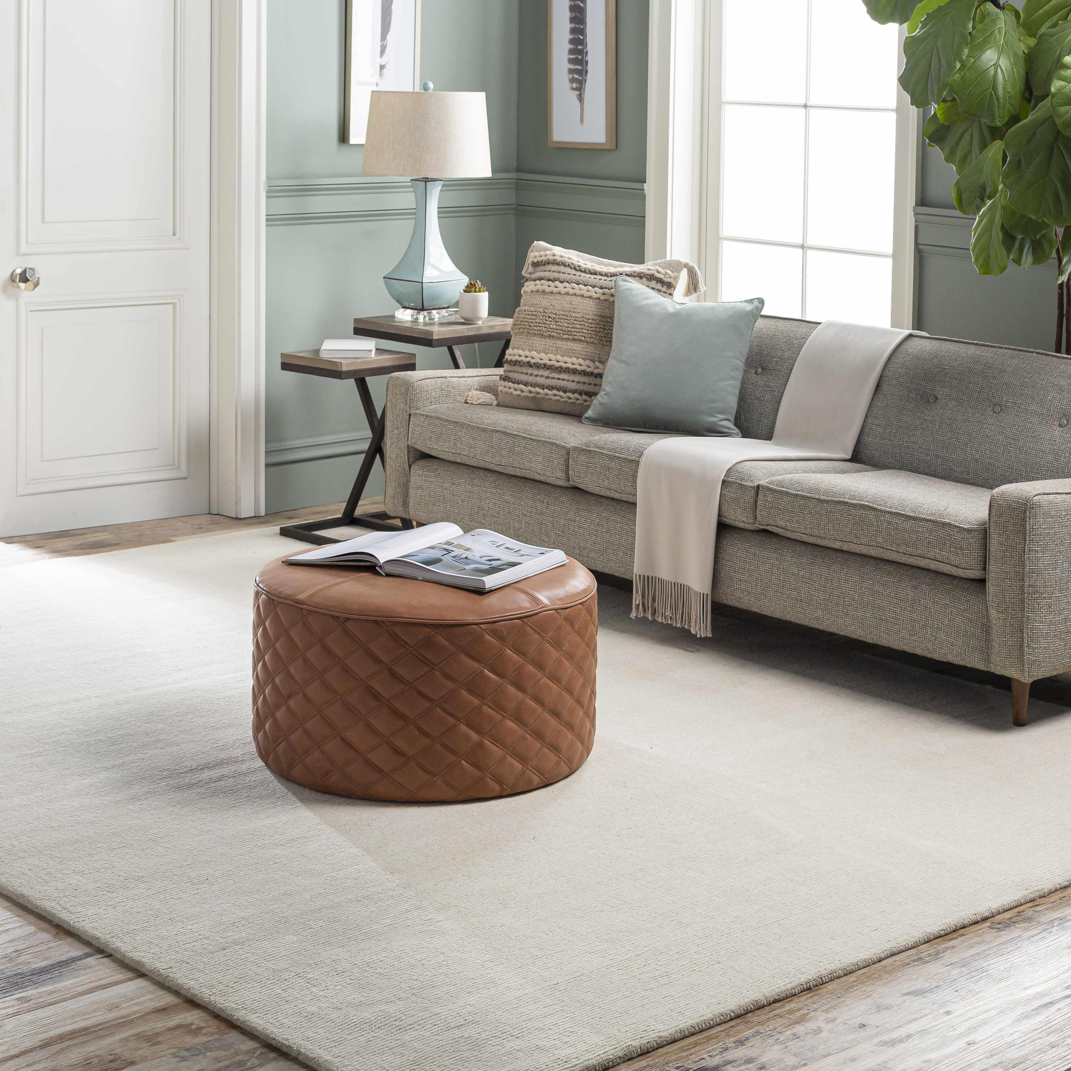 Brockton Solid Wool Light Beige Area Rug - PRHOMZ